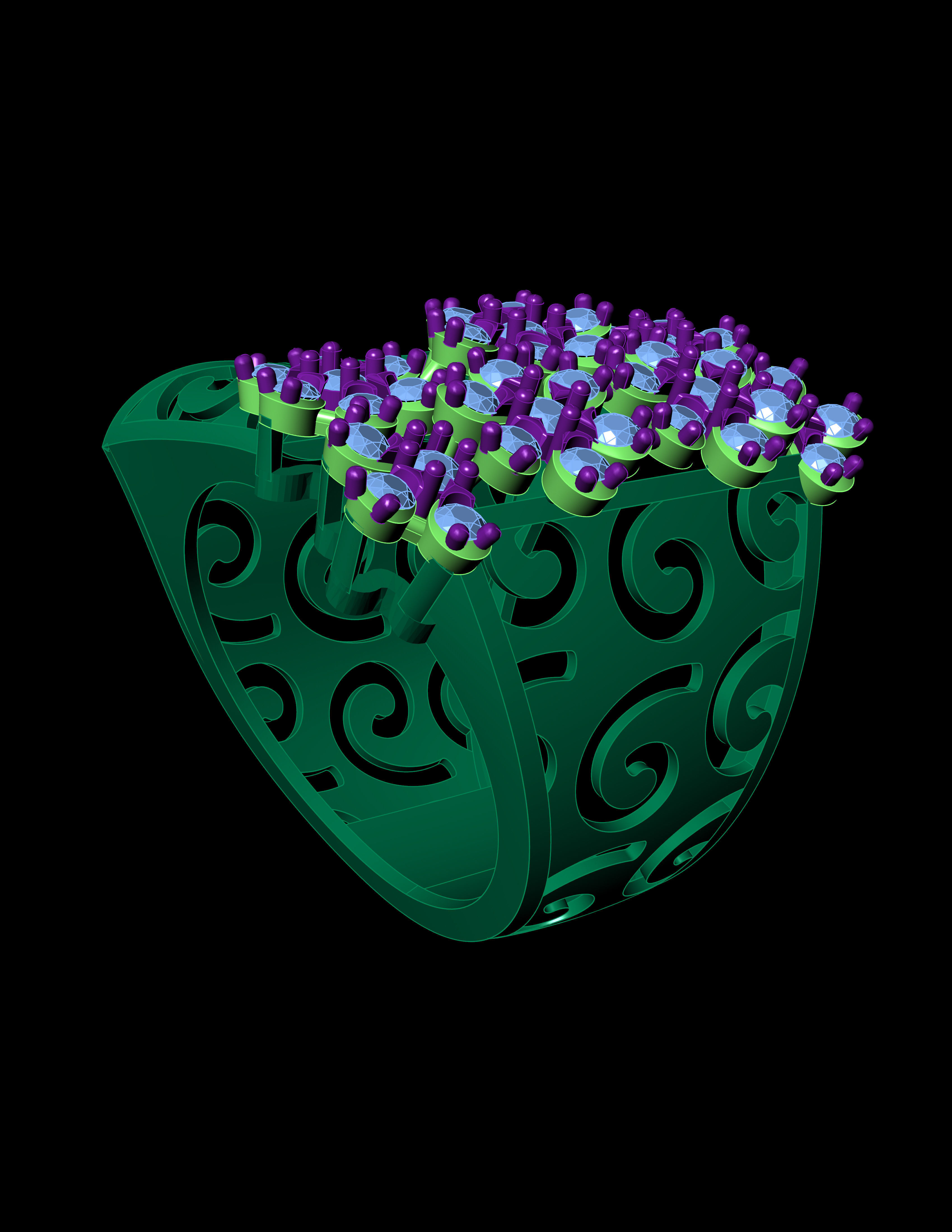 Beautifull Jali On Surface With The Flower Of Daimonds Ring  3D print model_15