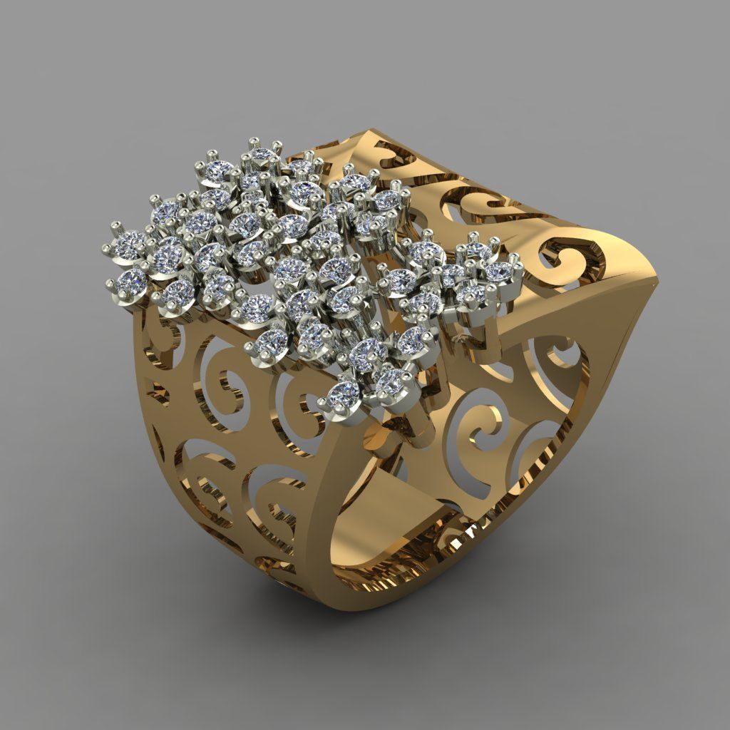 Beautifull Jali On Surface With The Flower Of Daimonds Ring  3D print model_3