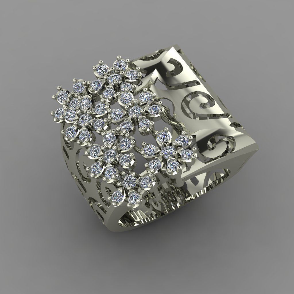 Beautifull Jali On Surface With The Flower Of Daimonds Ring  3D print model_7