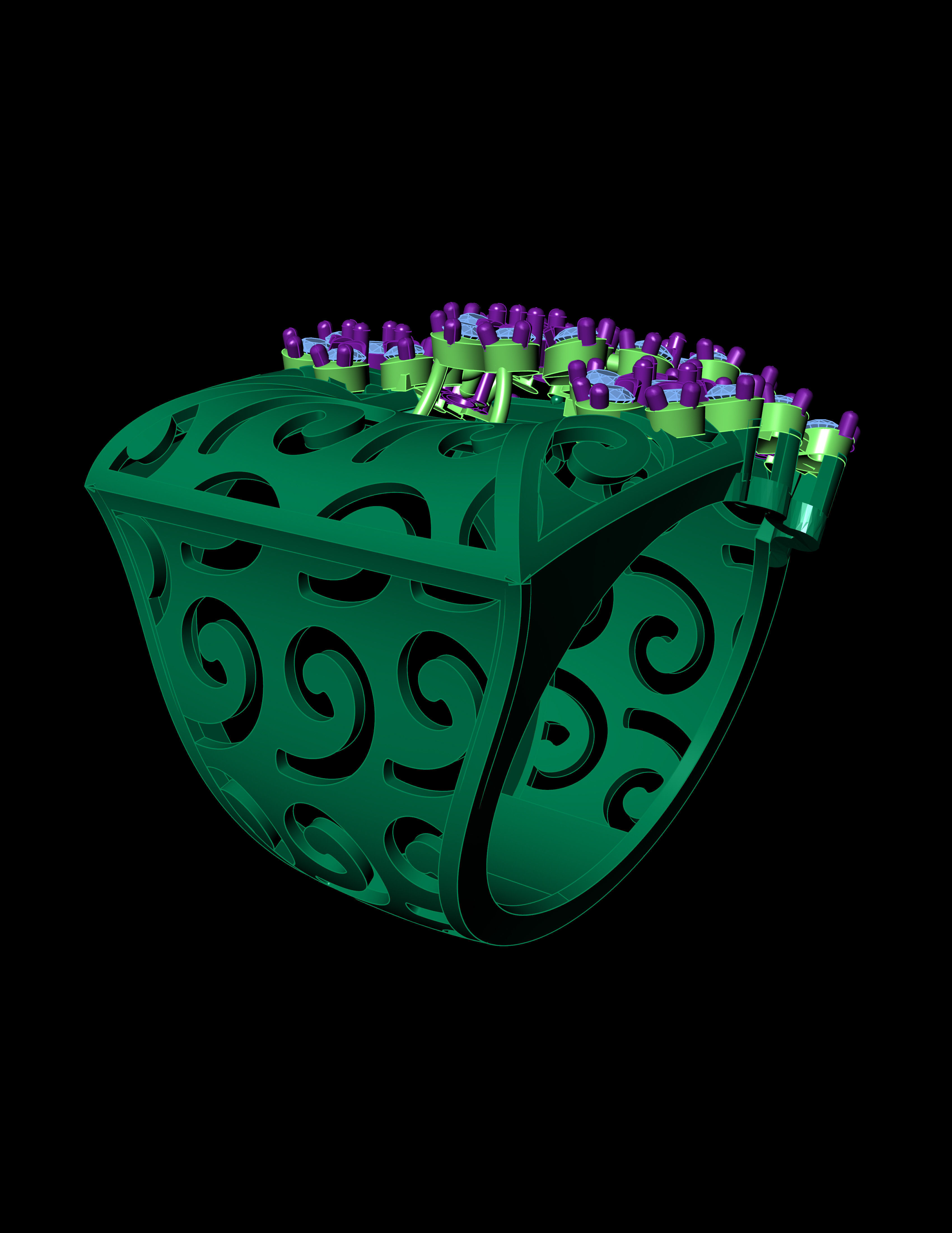 Beautifull Jali On Surface With The Flower Of Daimonds Ring  3D print model_14