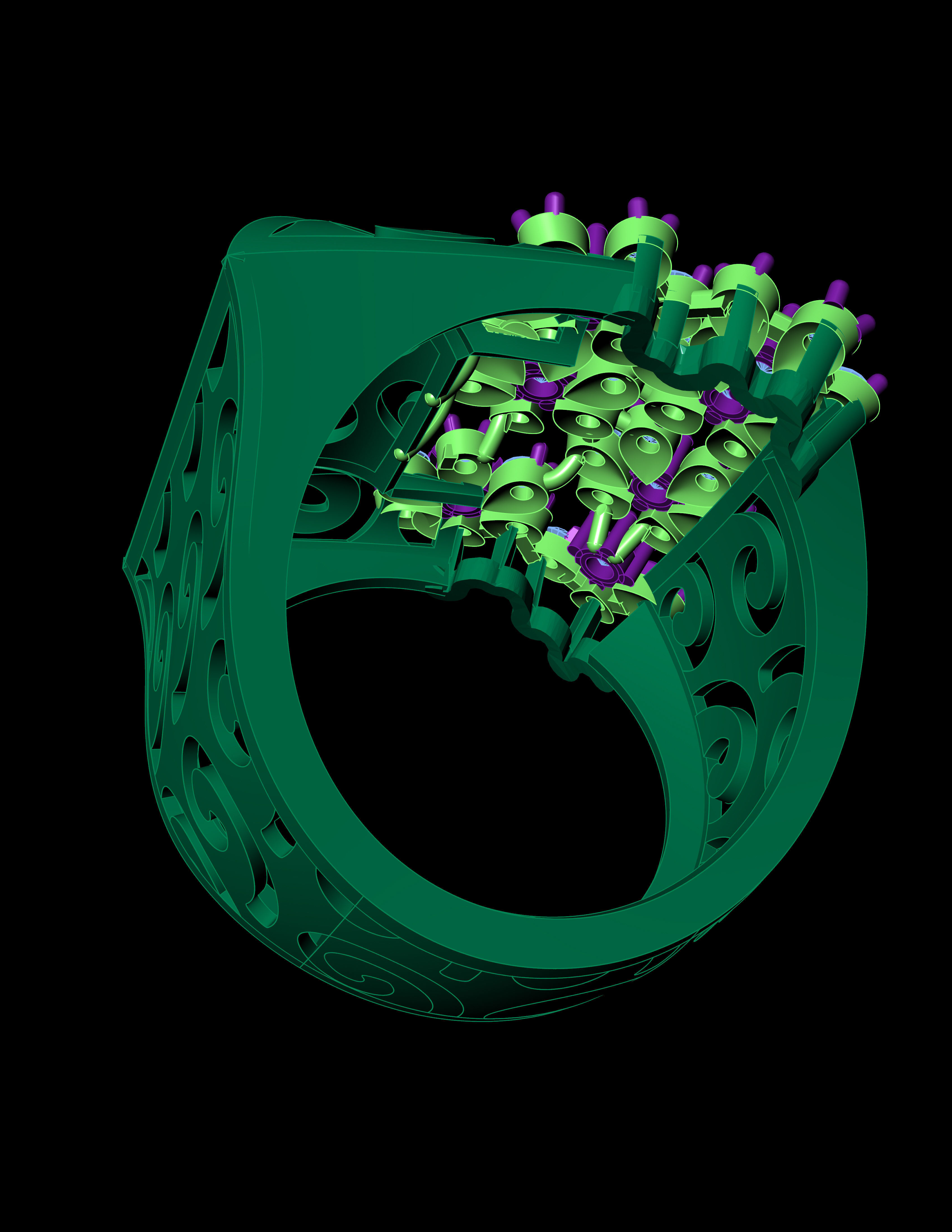 Beautifull Jali On Surface With The Flower Of Daimonds Ring  3D print model_16