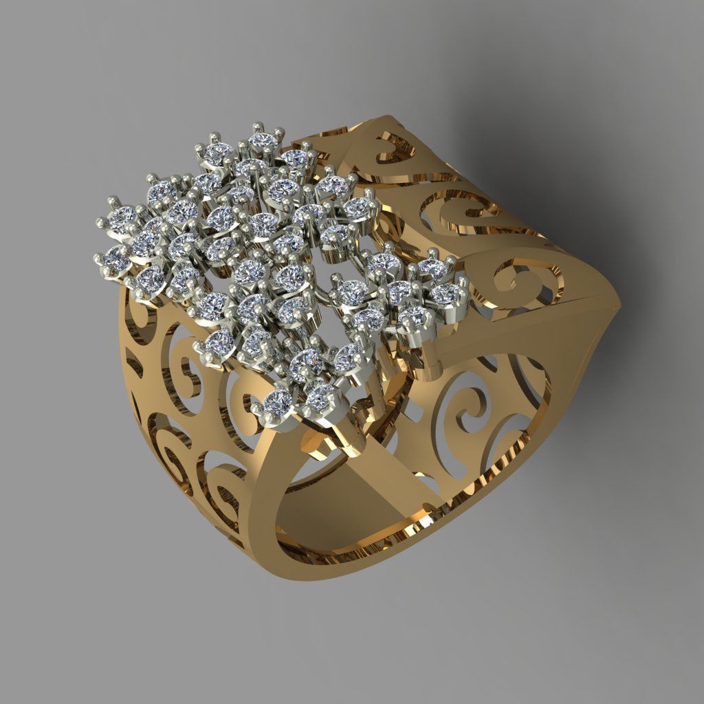 Beautifull Jali On Surface With The Flower Of Daimonds Ring  3D print model_4
