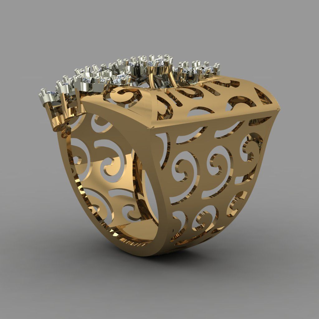 Beautifull Jali On Surface With The Flower Of Daimonds Ring  3D print model_2
