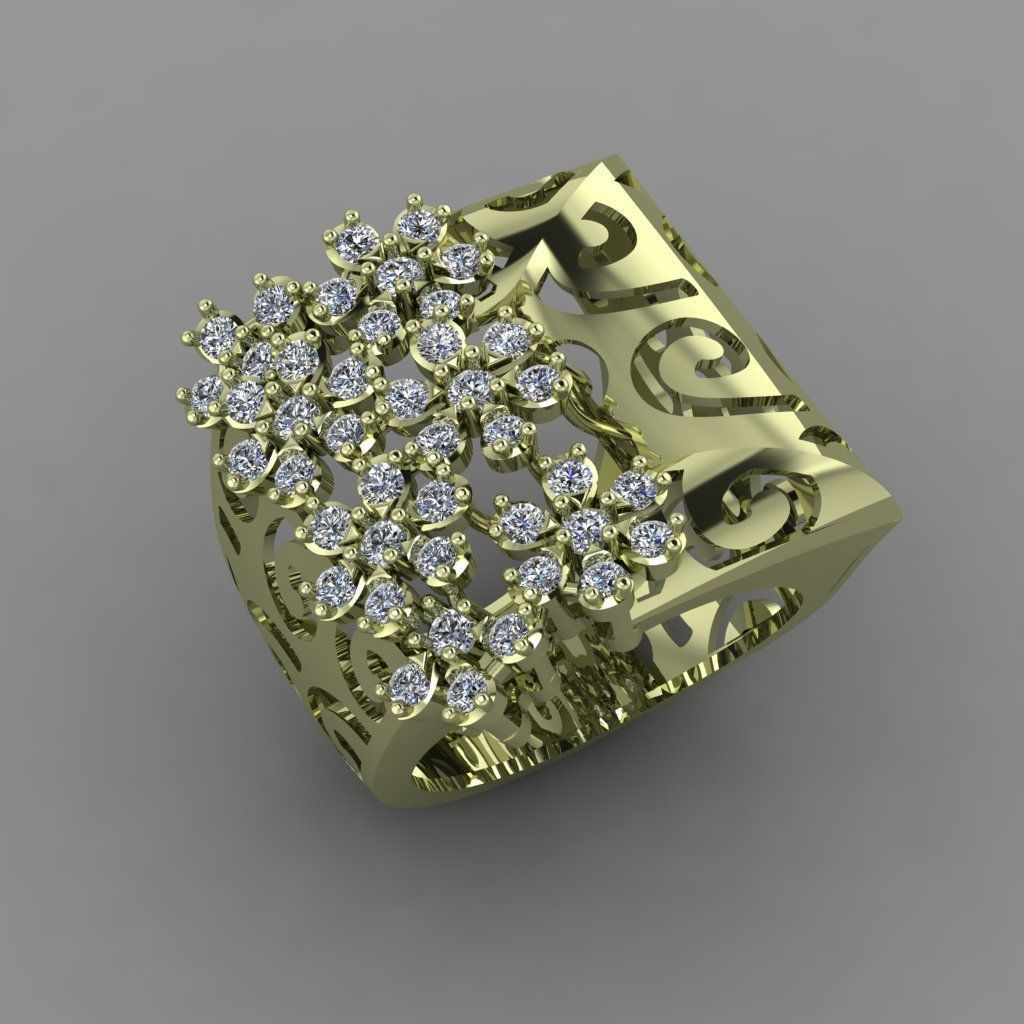 Beautifull Jali On Surface With The Flower Of Daimonds Ring  3D print model_9