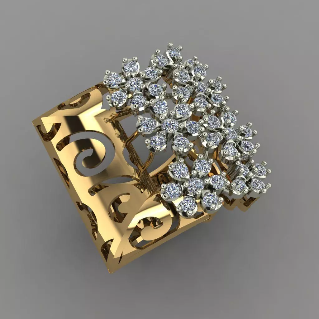 Beautifull Jali On Surface With The Flower Of Daimonds Ring  3D print model_0