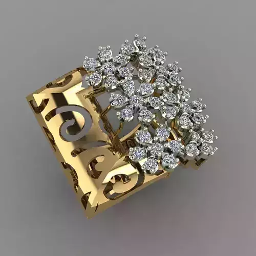Beautifull Jali On Surface With The Flower Of Daimonds Ring  3D print model