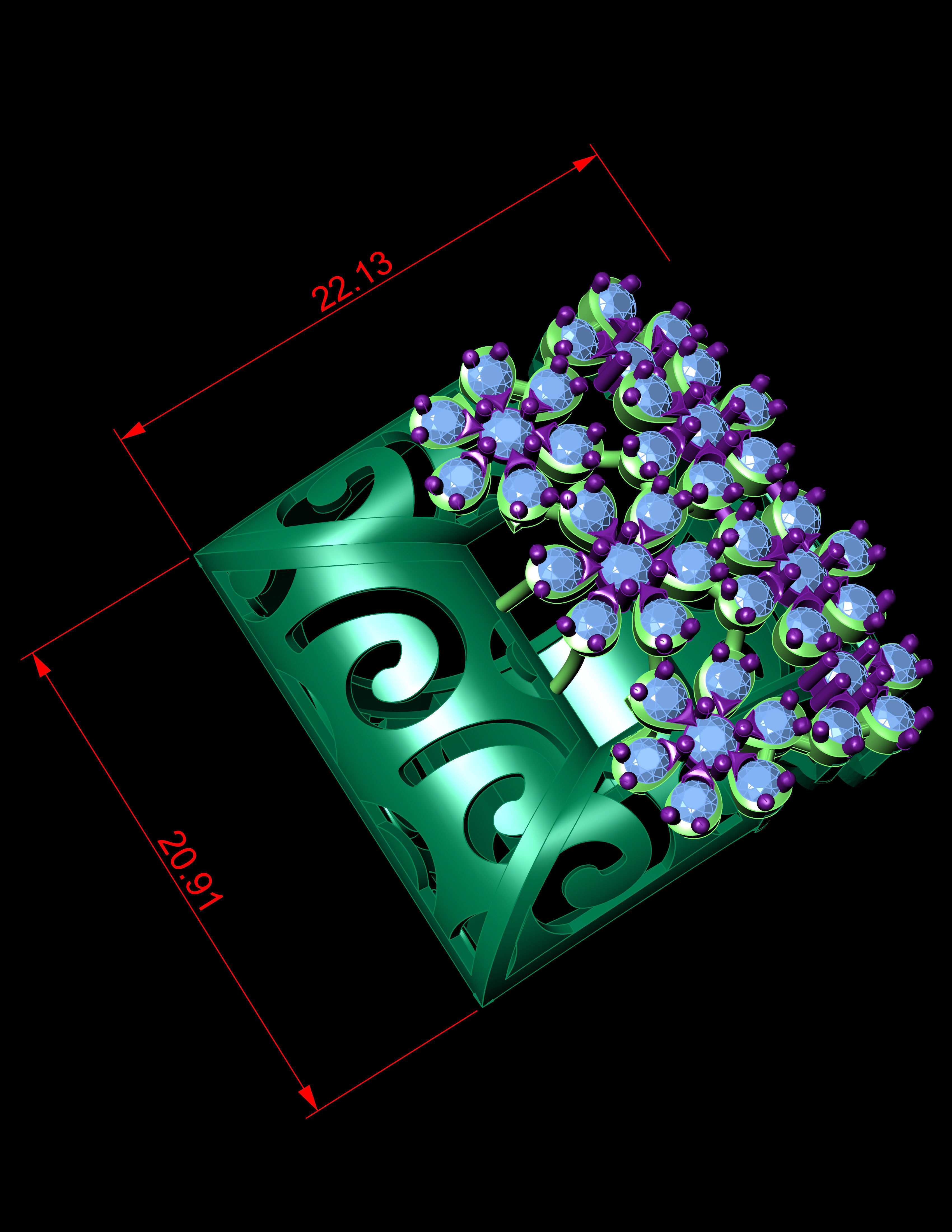 Beautifull Jali On Surface With The Flower Of Daimonds Ring  3D print model_11