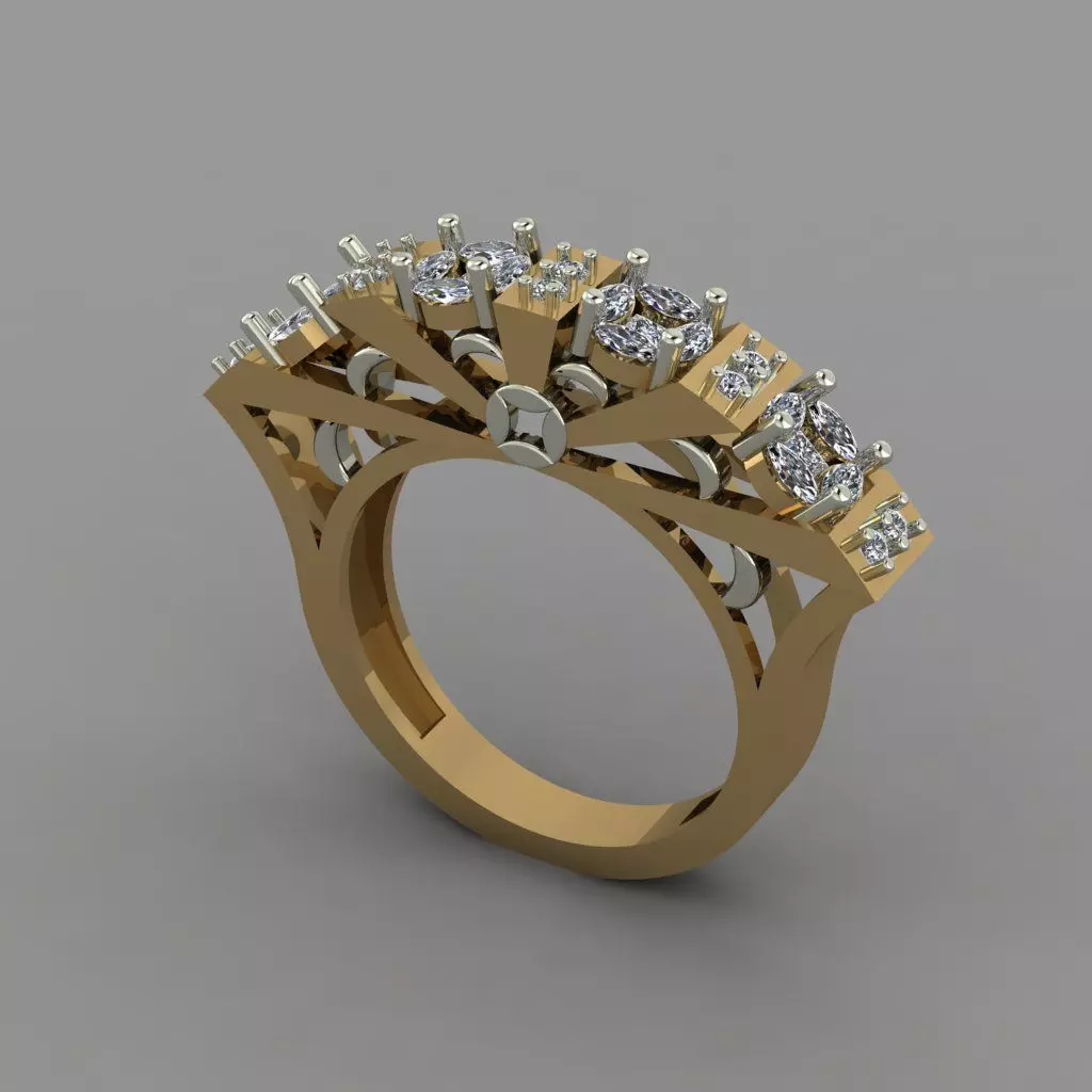 Beautiful Marquise And Princess Cut Daimond Halo Setting Ring 3D 3D print model
