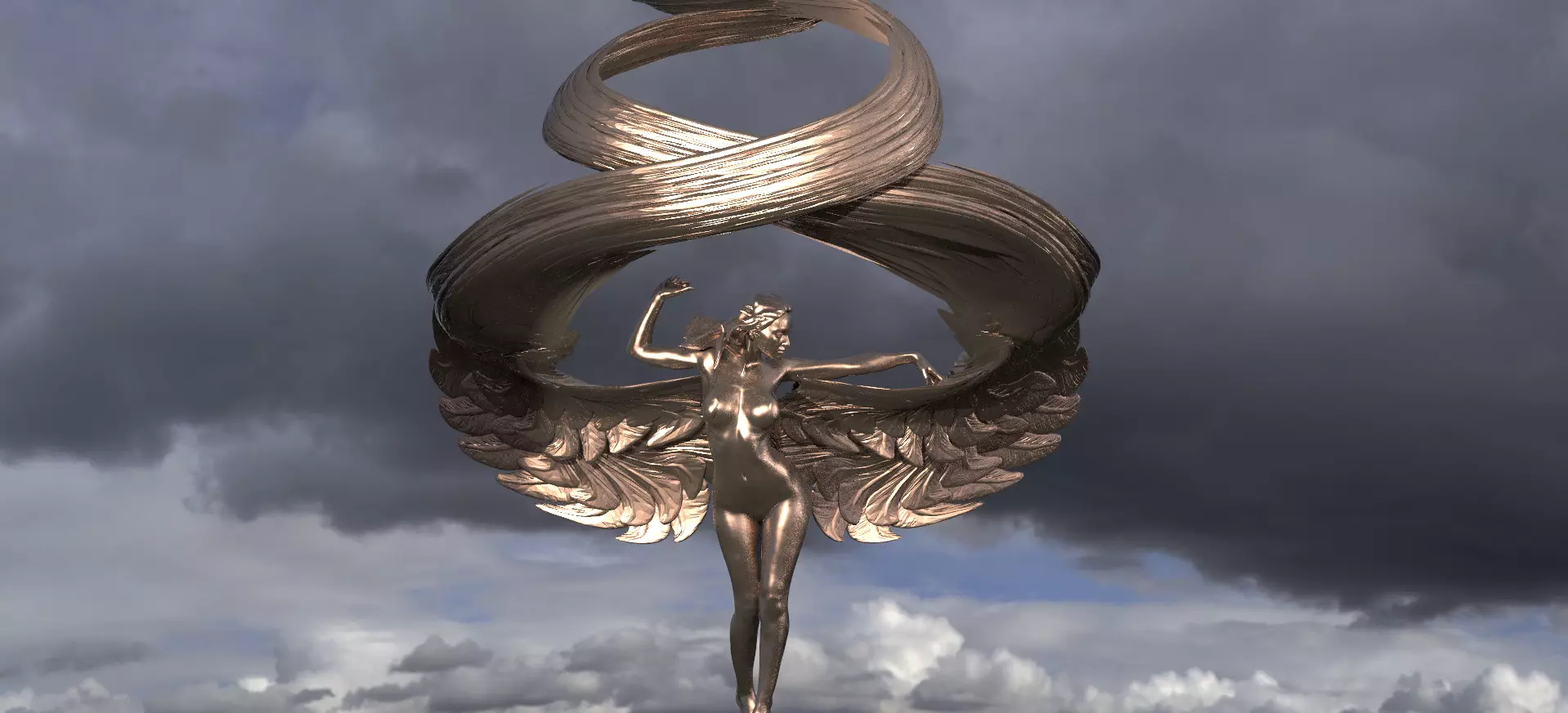 Elements Wings Sculpture 6 3D model_0