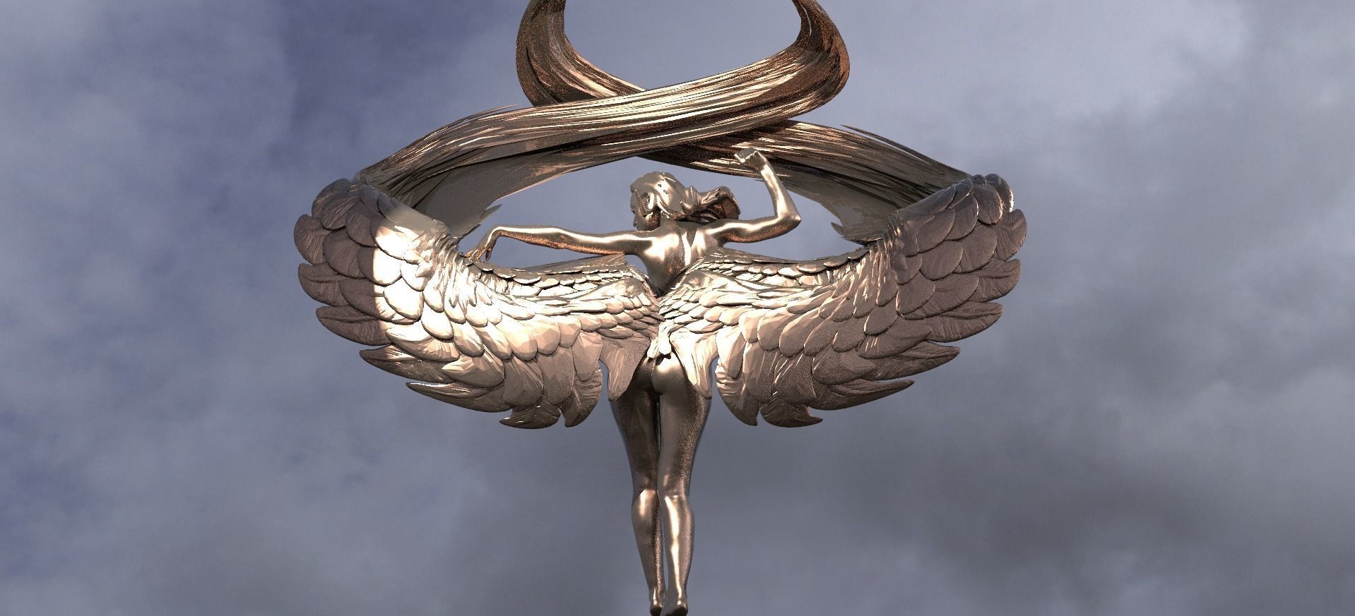 Elements Wings Sculpture 6 3D model_1