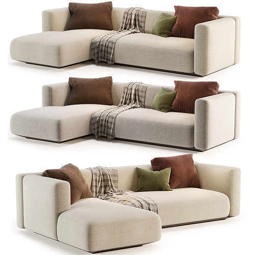 Flexform Grandemare Chaise Longue Sofa 3D model 4