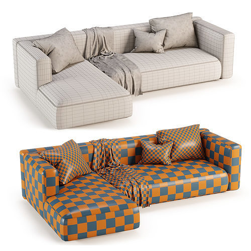 Flexform Grandemare Chaise Longue Sofa 3D model 5