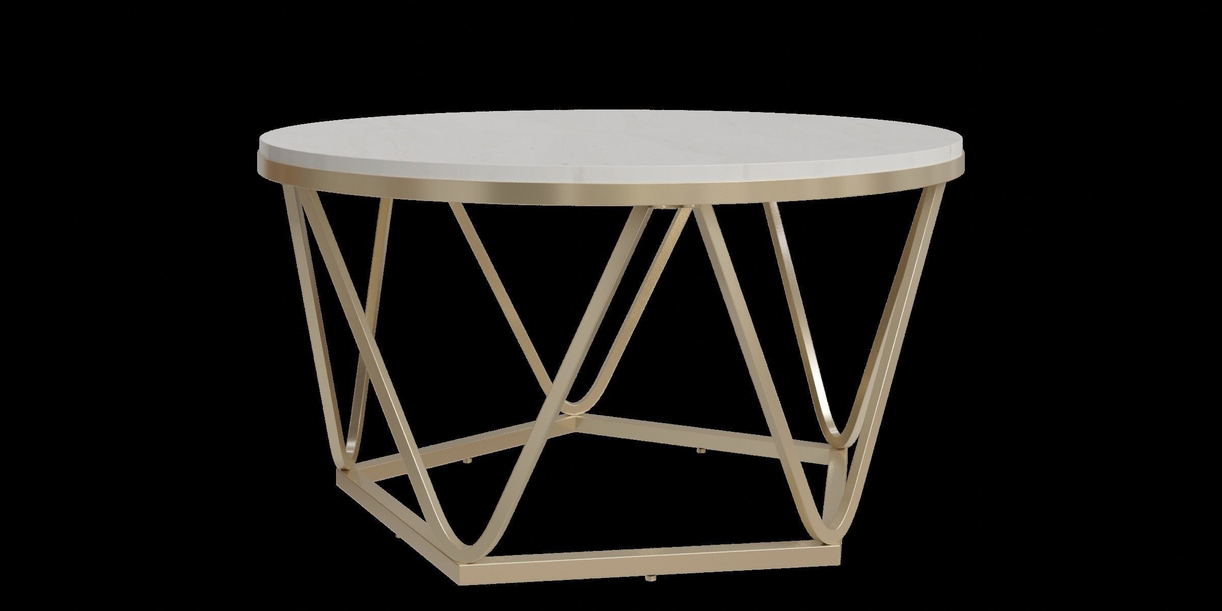 Carver Faux Stone Round Coffee Table Low-poly 3D model_7