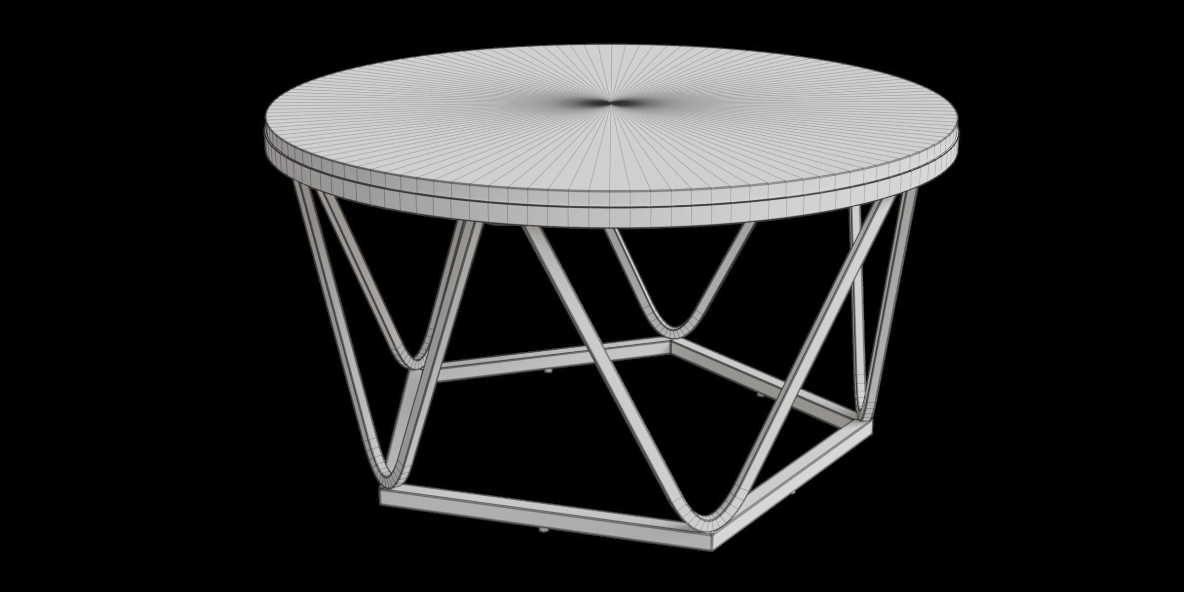 Carver Faux Stone Round Coffee Table Low-poly 3D model_2