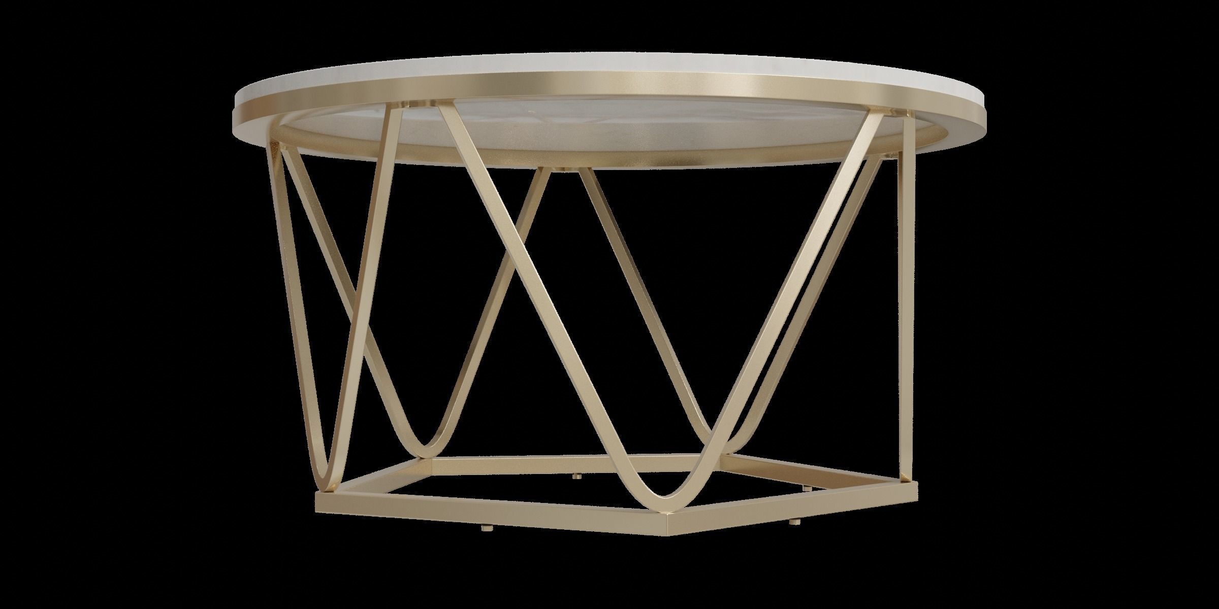 Carver Faux Stone Round Coffee Table Low-poly 3D model_5