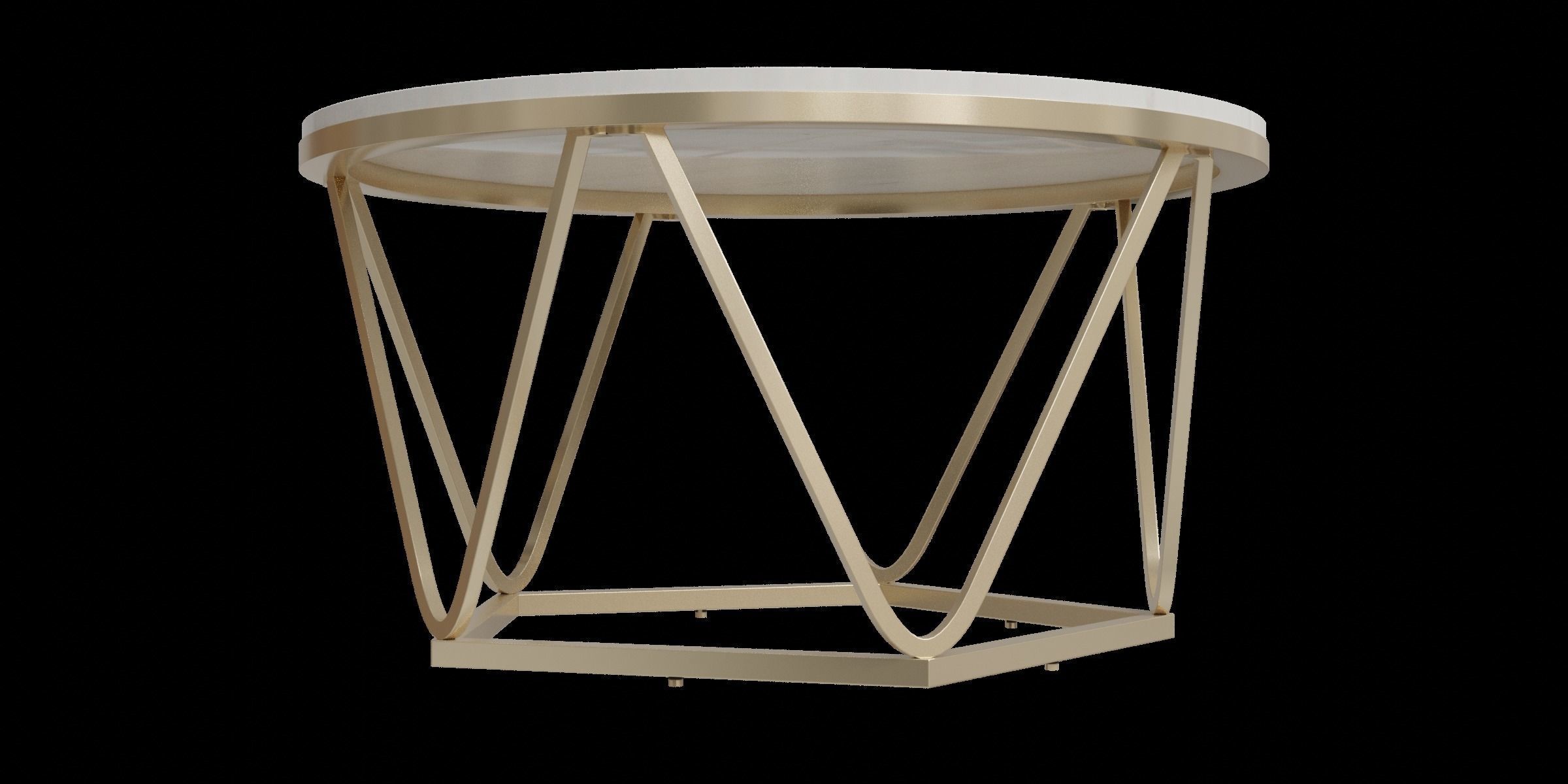 Carver Faux Stone Round Coffee Table Low-poly 3D model_4