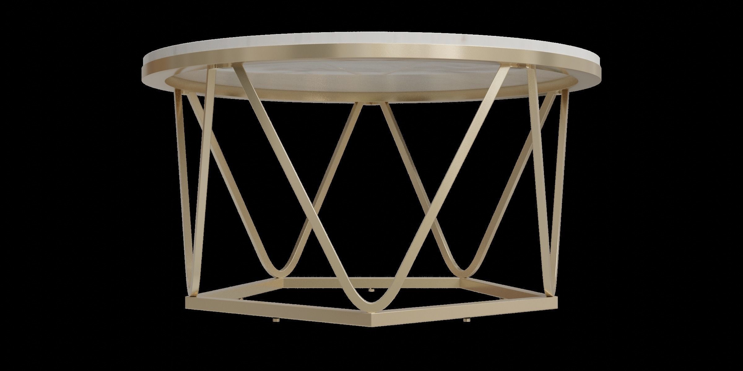 Carver Faux Stone Round Coffee Table Low-poly 3D model_3
