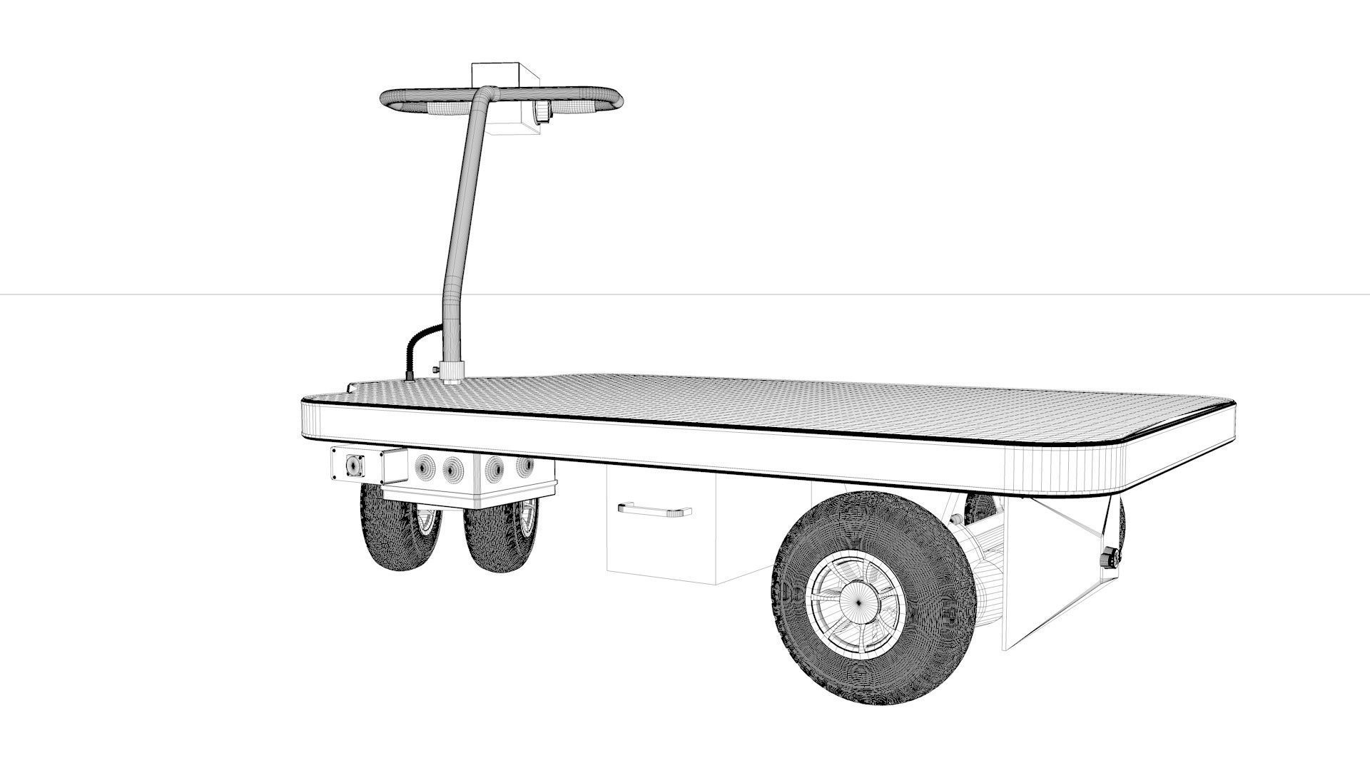 Electrical Transport Platform Trolley  3D model_35