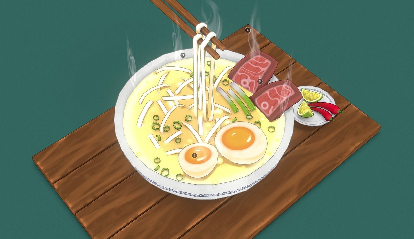 Noodle 3d Stylized Low-poly 3D model_4