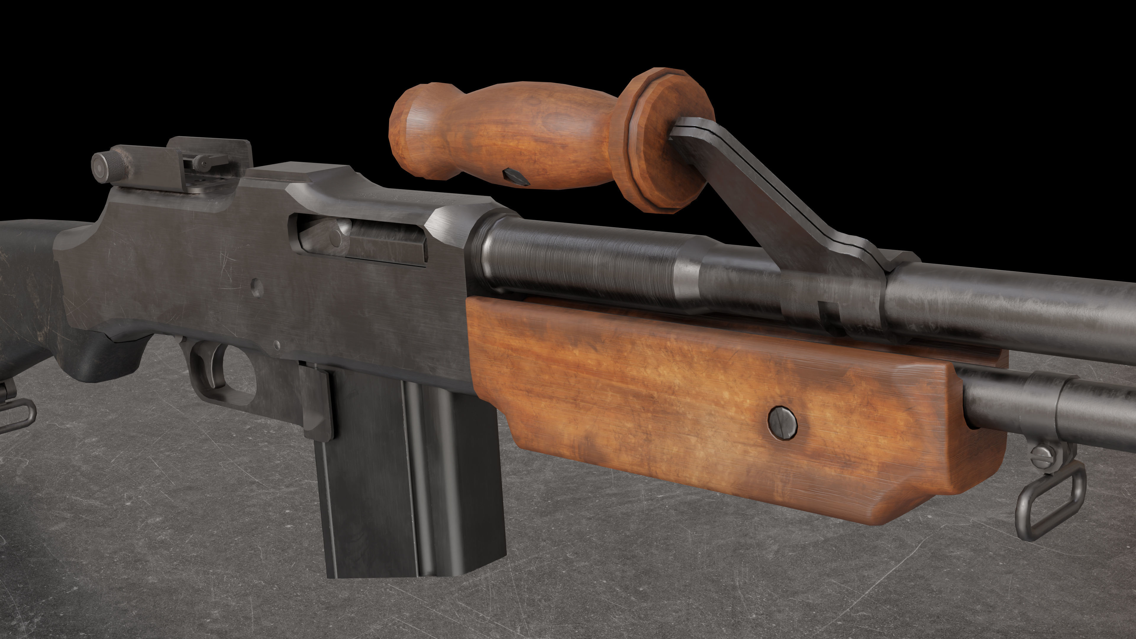 BAR M 1918 Low-poly 3D model_14