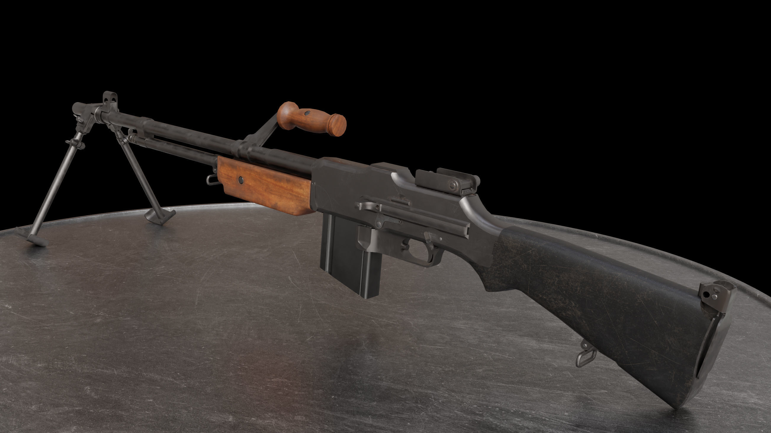 BAR M 1918 Low-poly 3D model_10