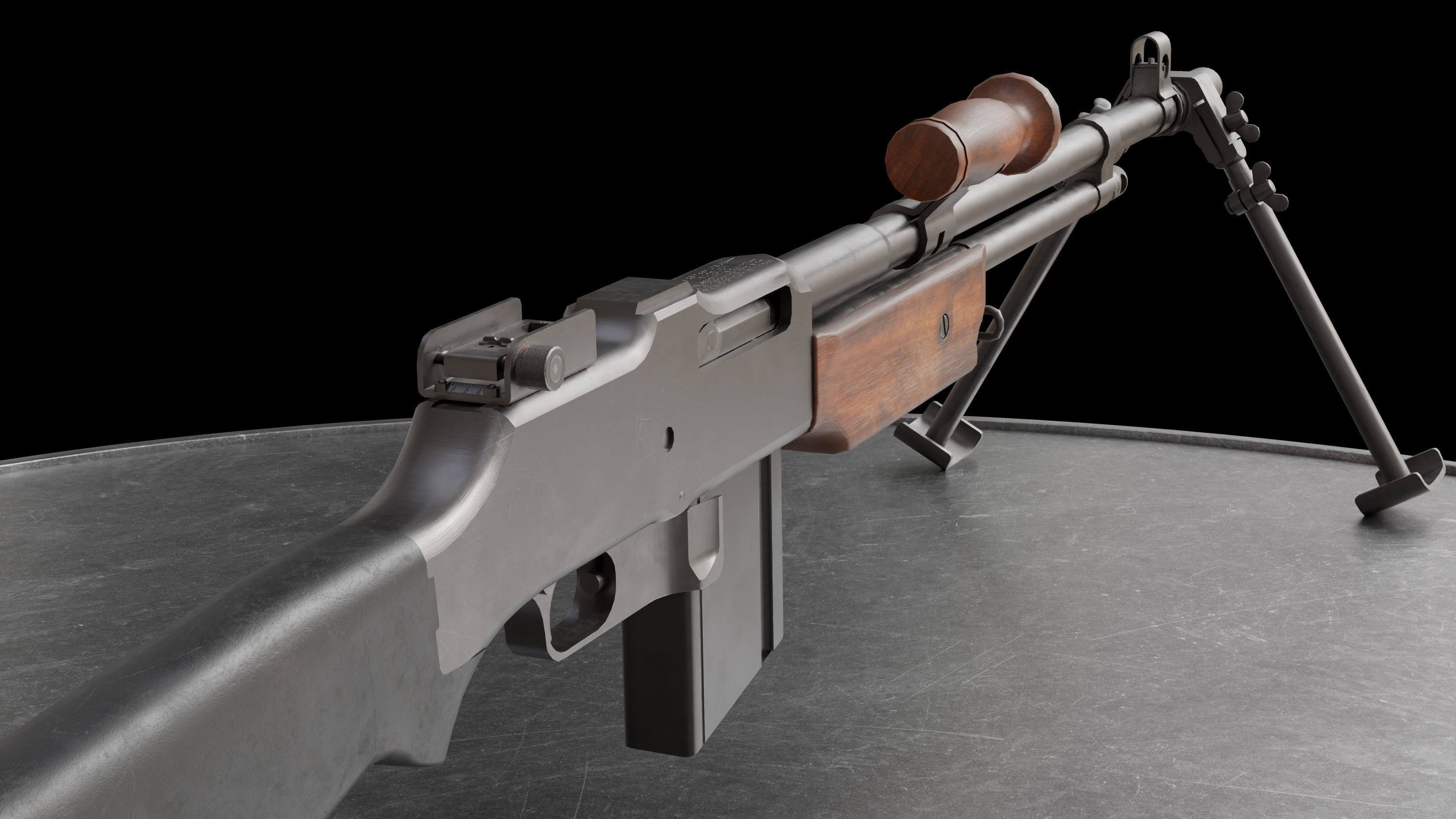 BAR M 1918 Low-poly 3D model_9