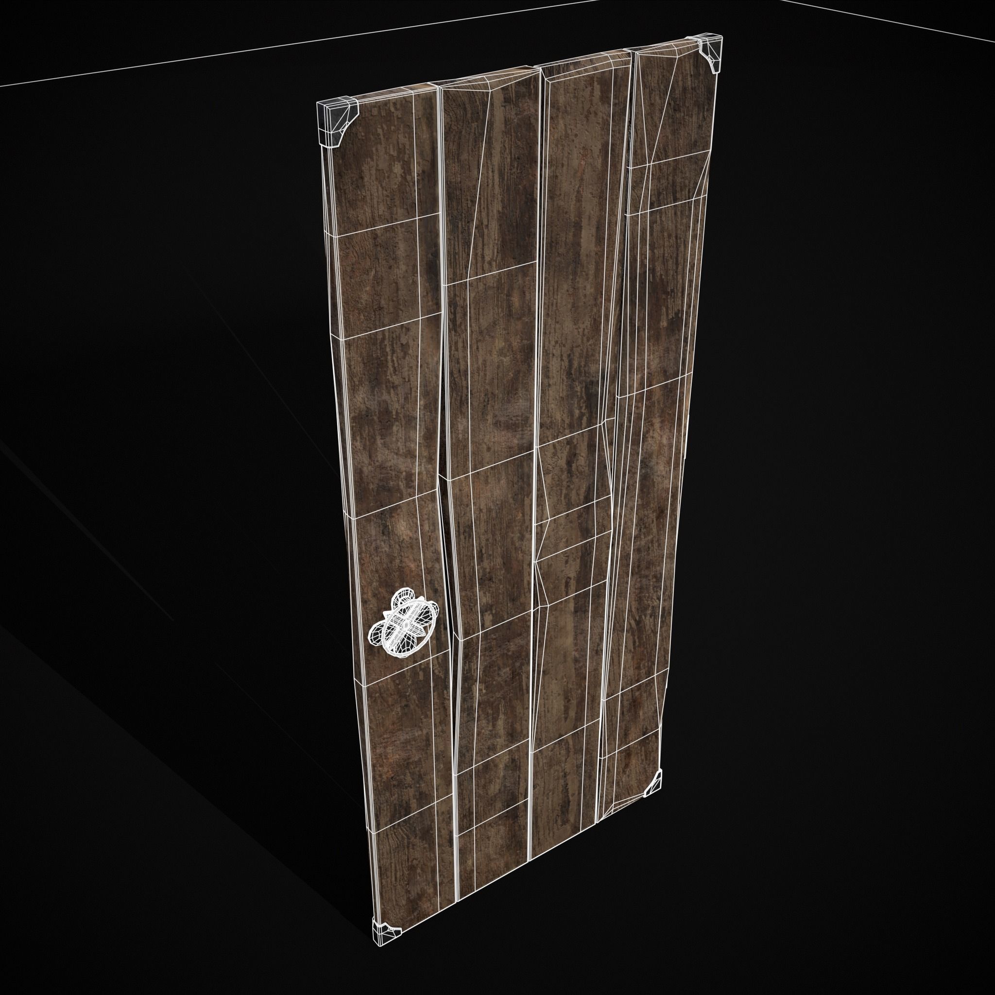 Old Reinforced Wooden Door Low-poly 3D model_32