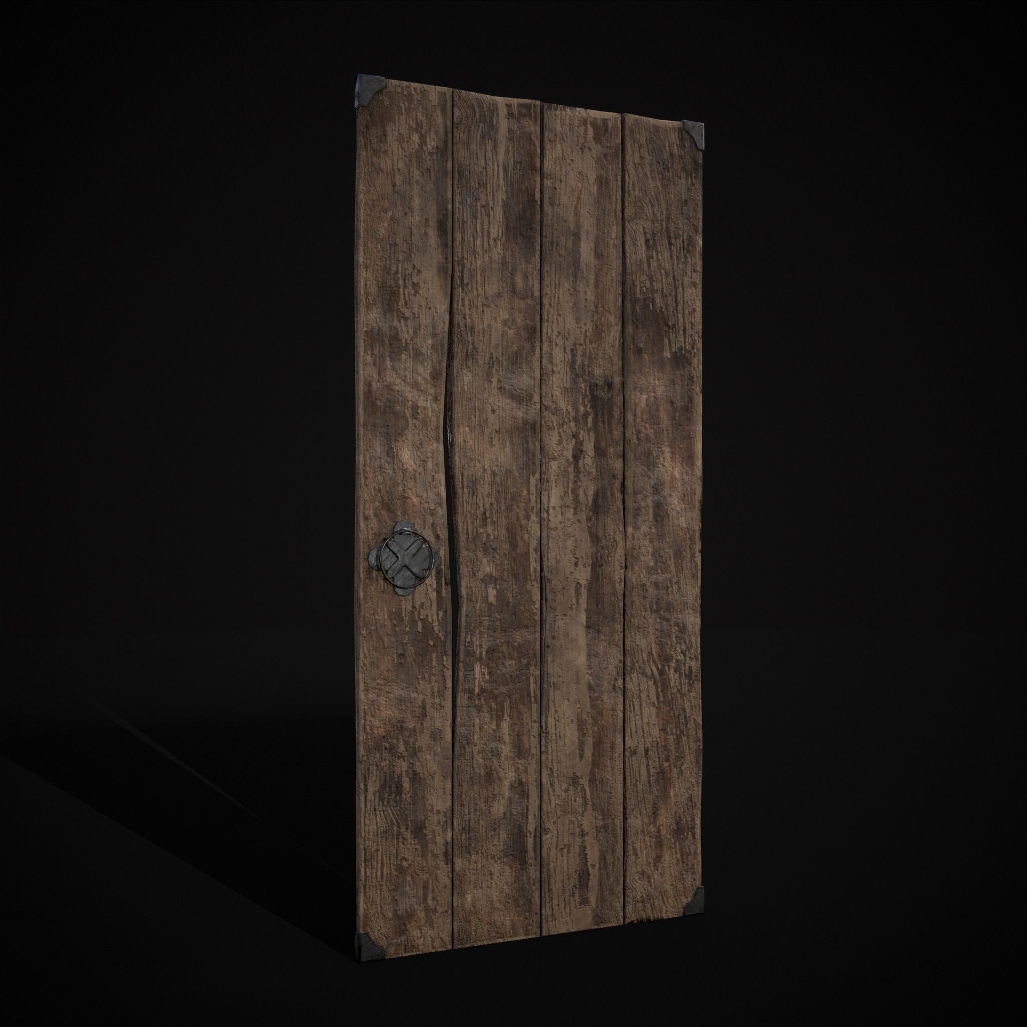 Old Reinforced Wooden Door Low-poly 3D model_25