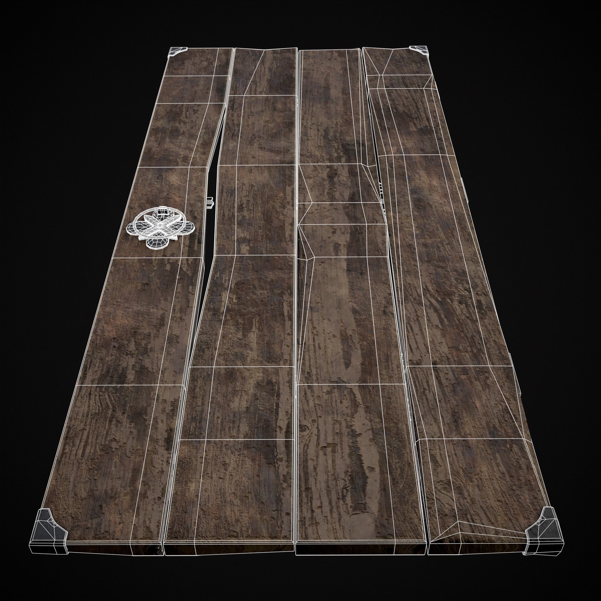 Old Reinforced Wooden Door Low-poly 3D model_18