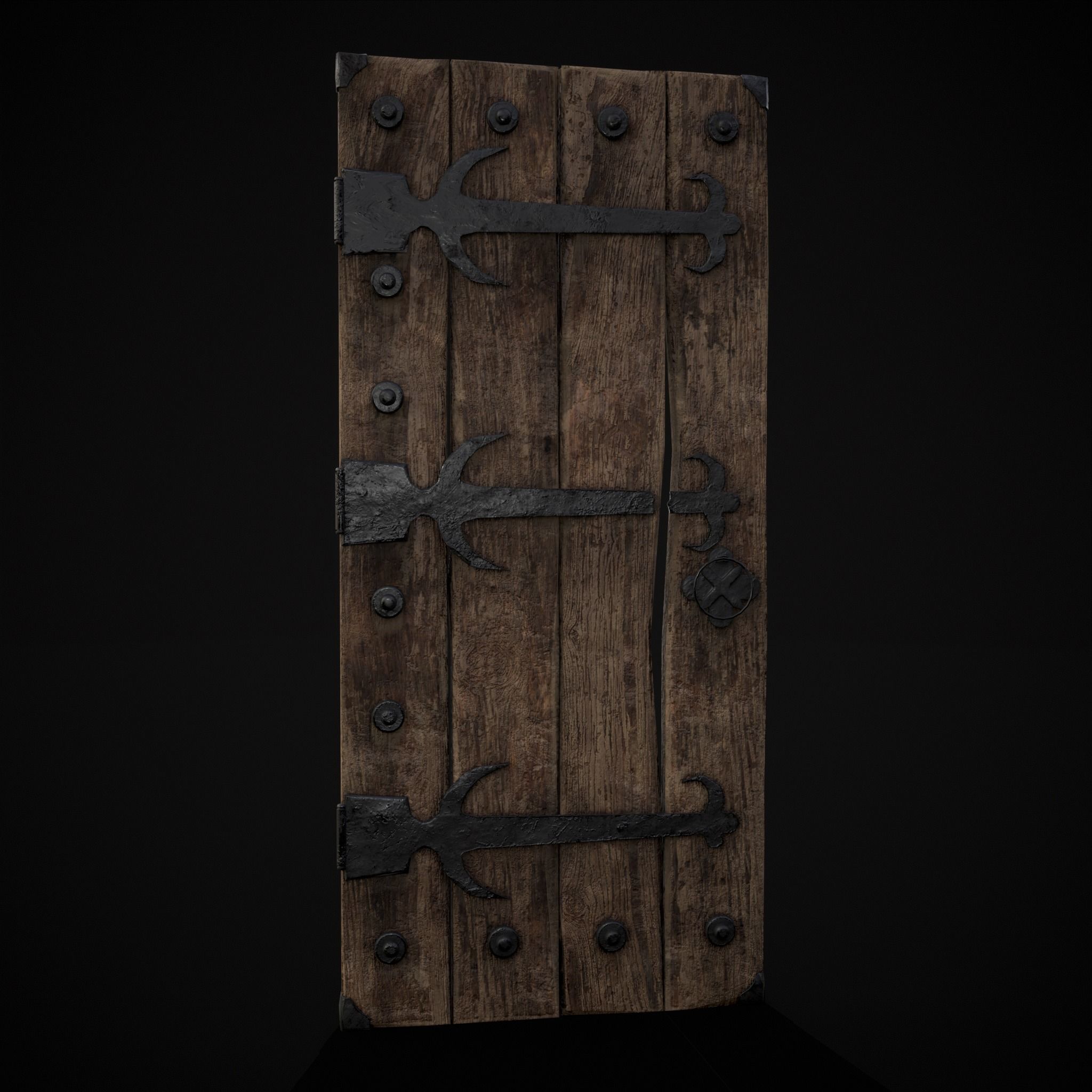 Old Reinforced Wooden Door Low-poly 3D model_39