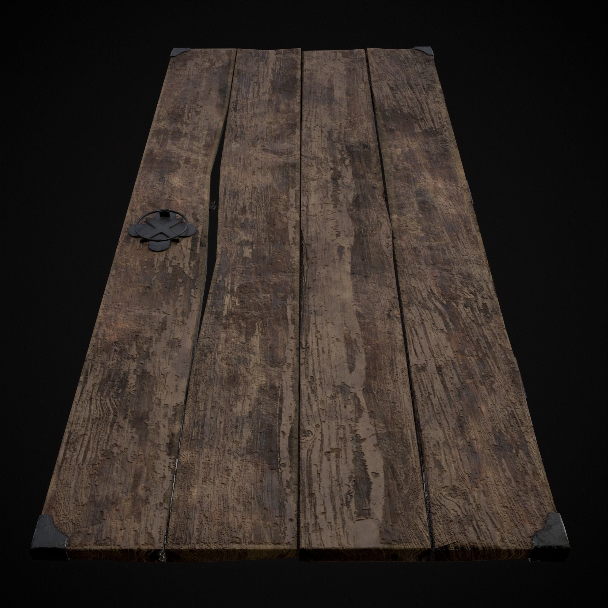 Old Reinforced Wooden Door Low-poly 3D model_17