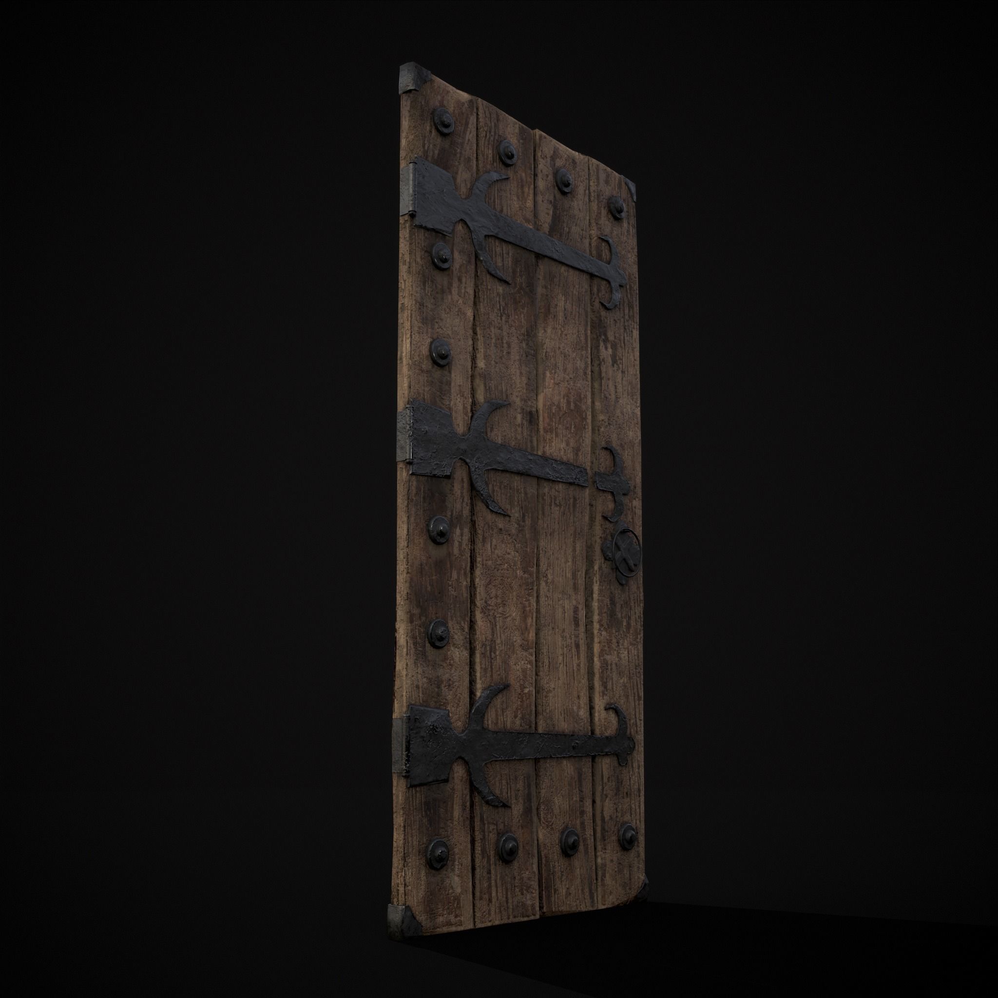 Old Reinforced Wooden Door Low-poly 3D model_23