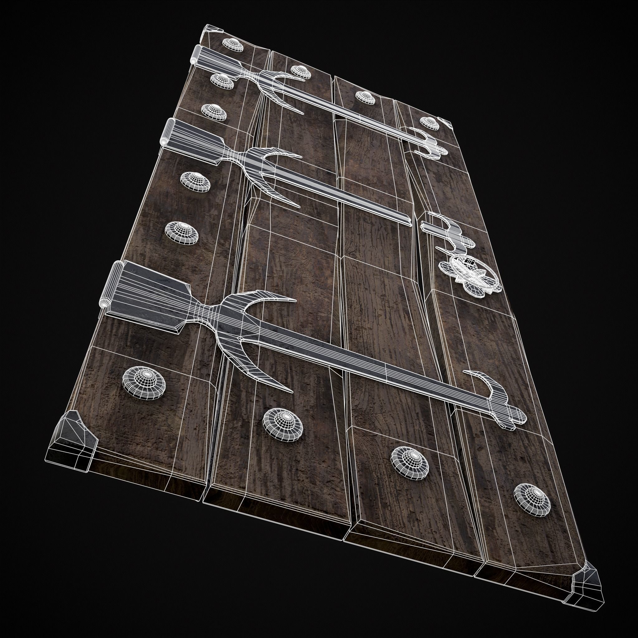 Old Reinforced Wooden Door Low-poly 3D model_16