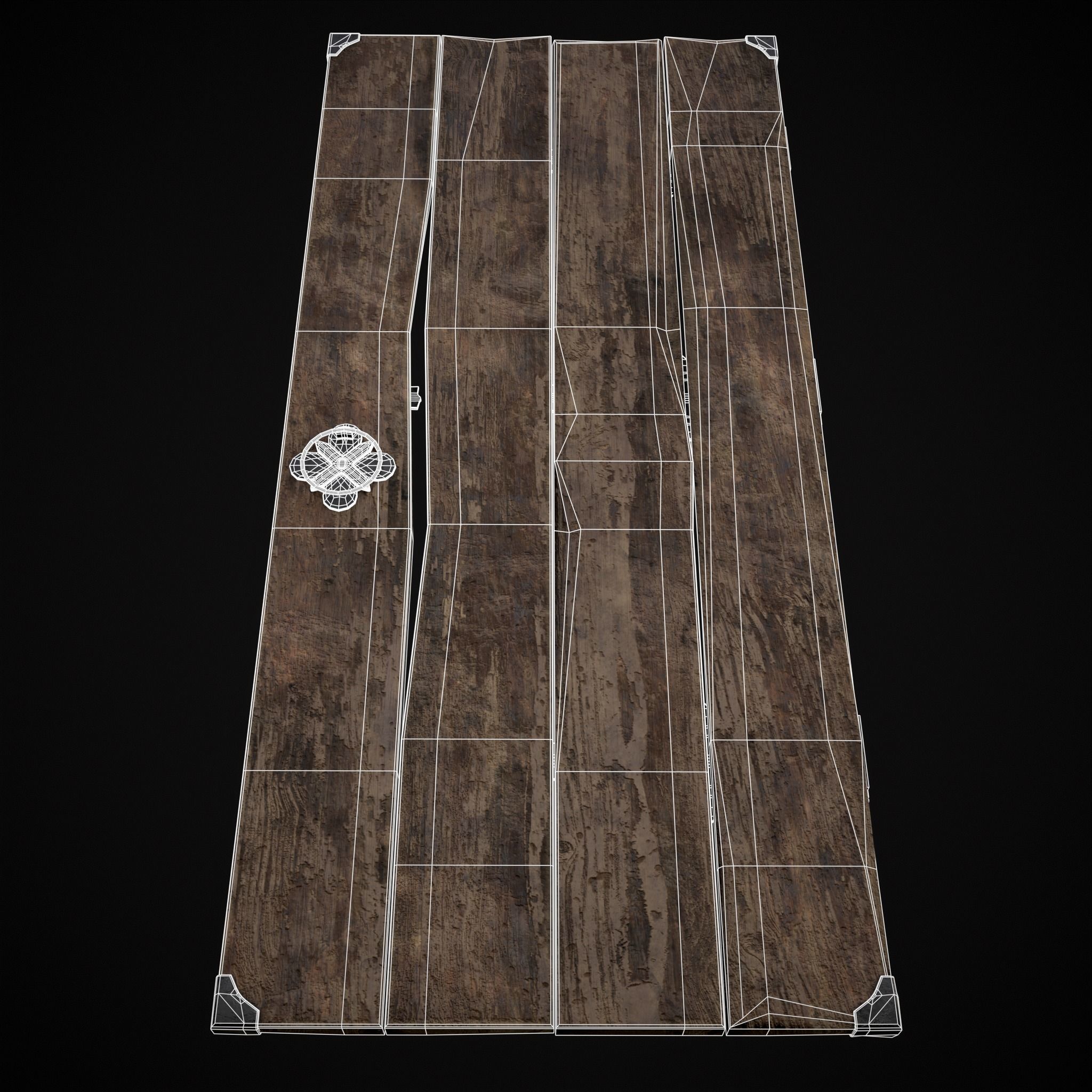 Old Reinforced Wooden Door Low-poly 3D model_20