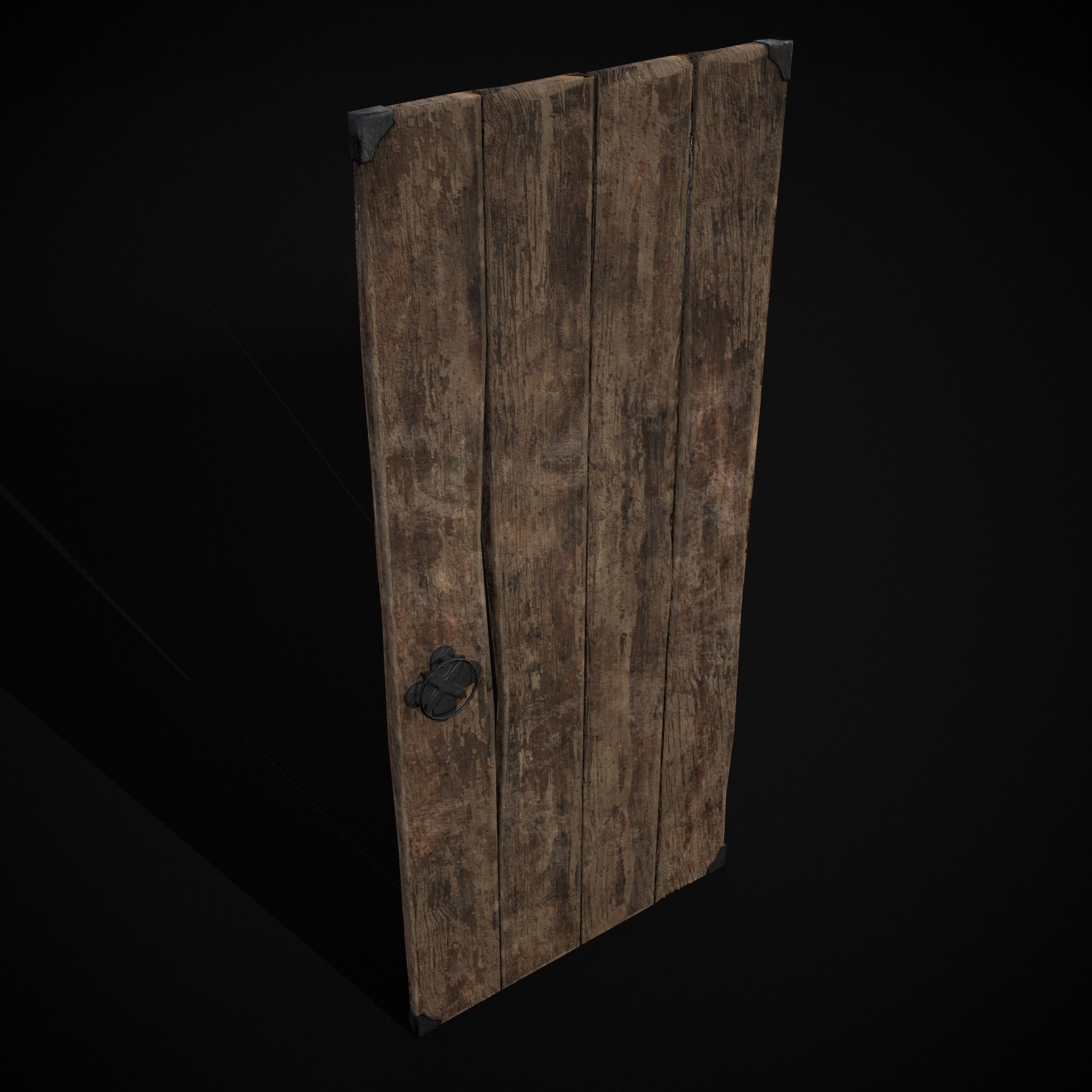 Old Reinforced Wooden Door Low-poly 3D model_31