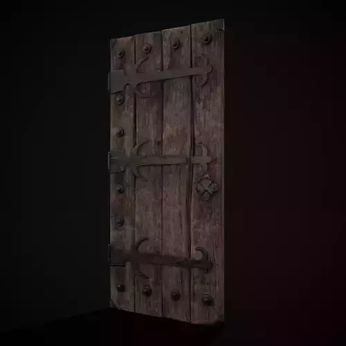 Old Reinforced Wooden Door Low-poly 3D model