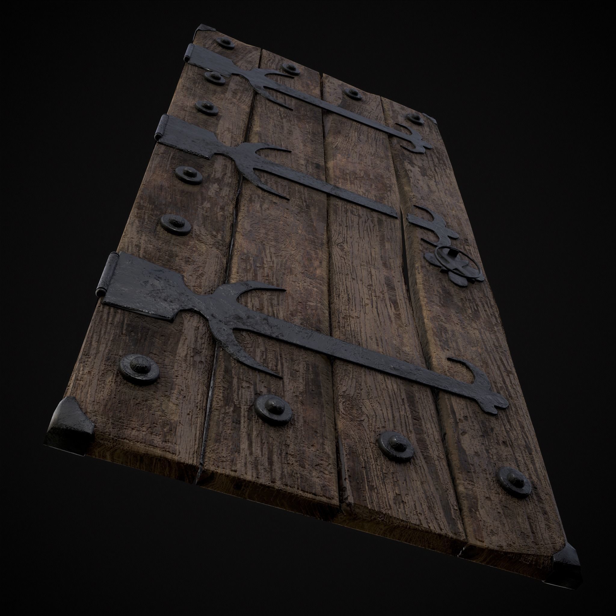Old Reinforced Wooden Door Low-poly 3D model_15