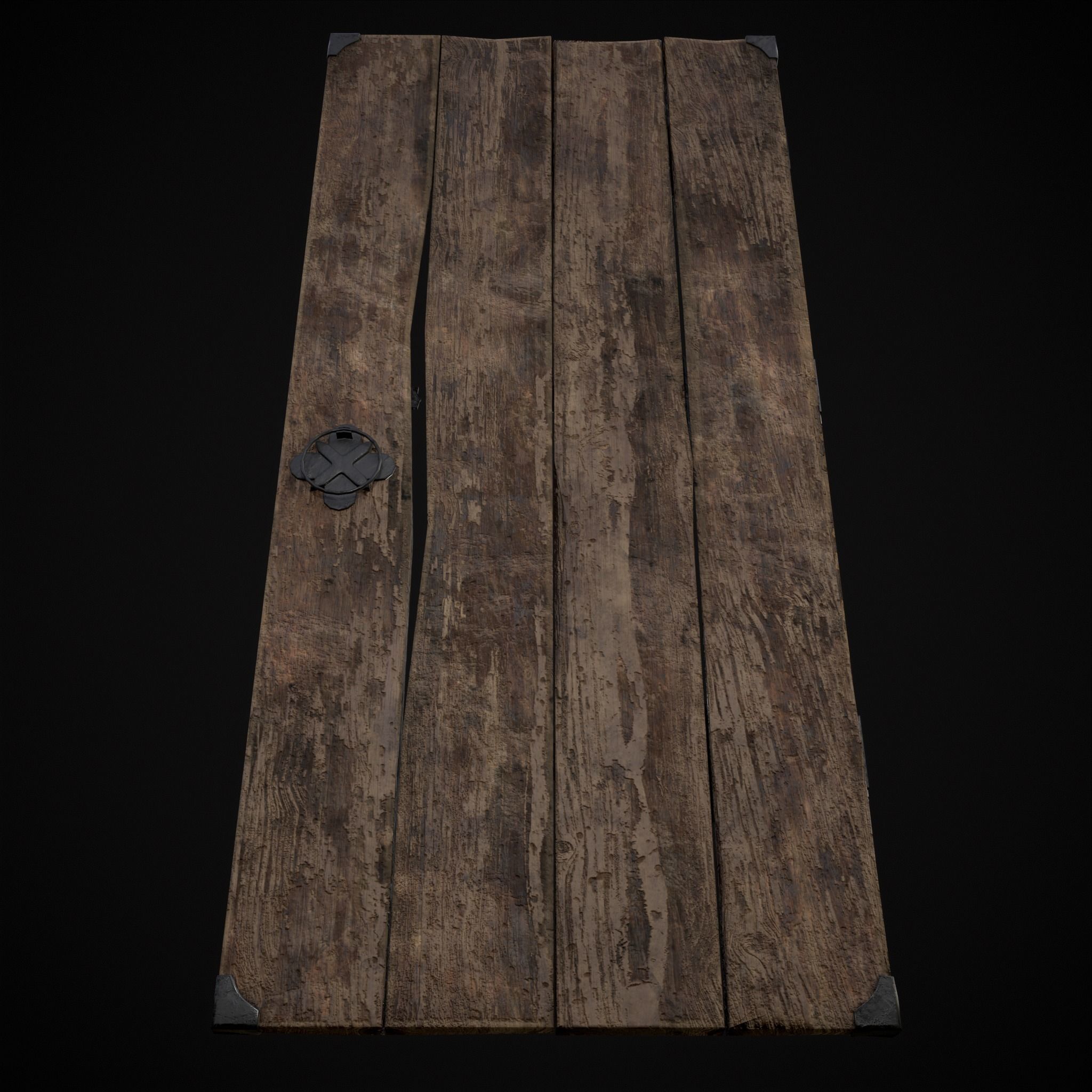 Old Reinforced Wooden Door Low-poly 3D model_19