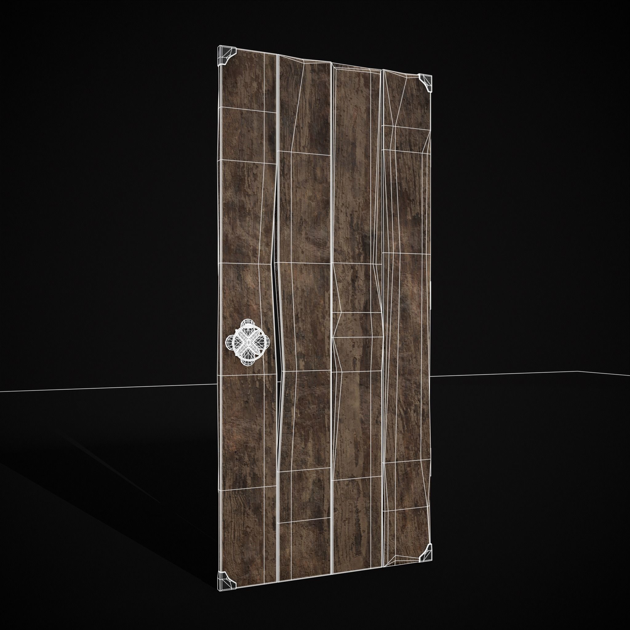 Old Reinforced Wooden Door Low-poly 3D model_26