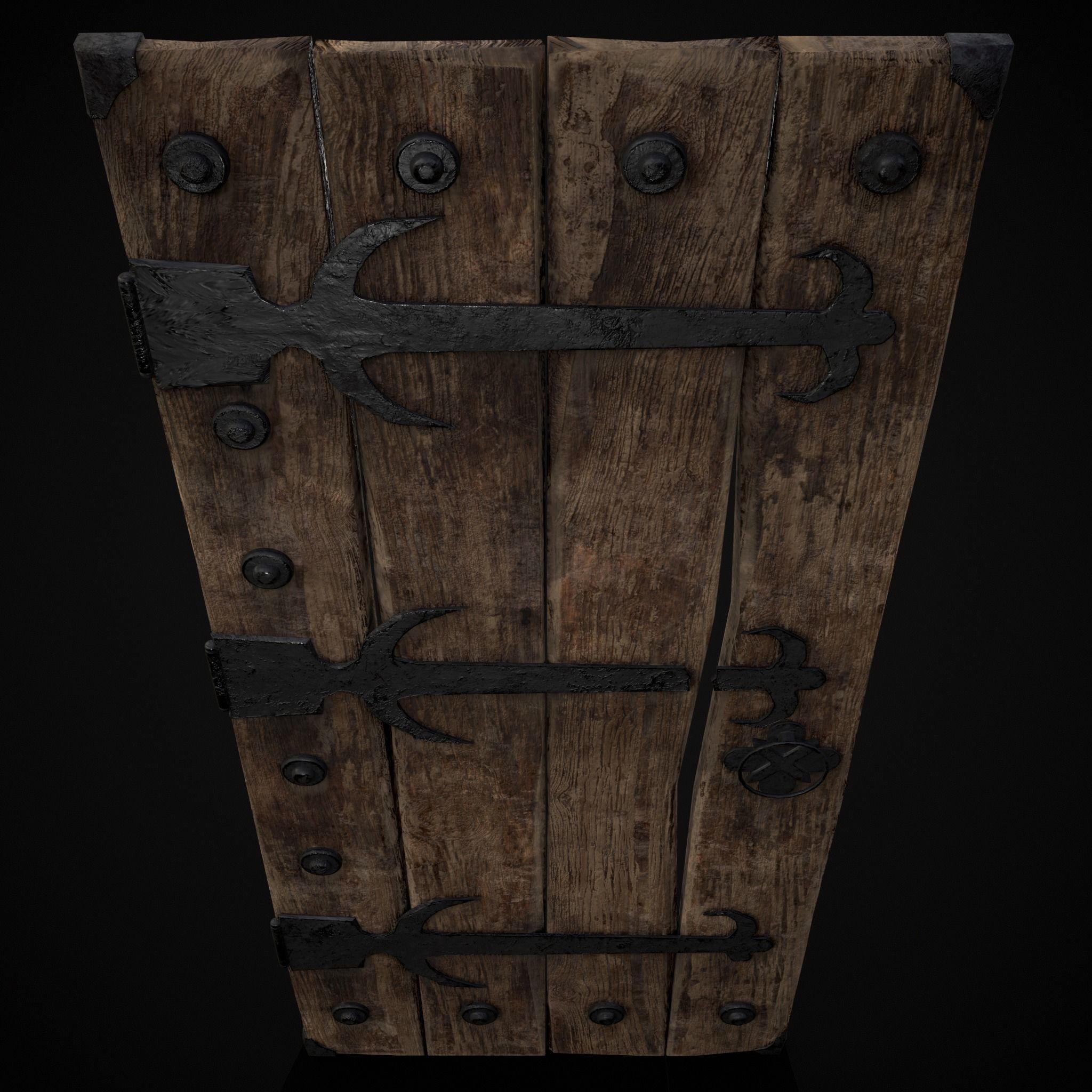 Old Reinforced Wooden Door Low-poly 3D model_37