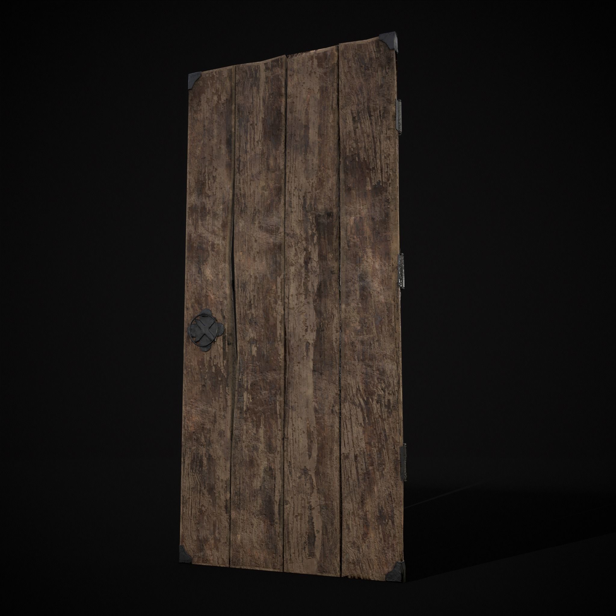 Old Reinforced Wooden Door Low-poly 3D model_5