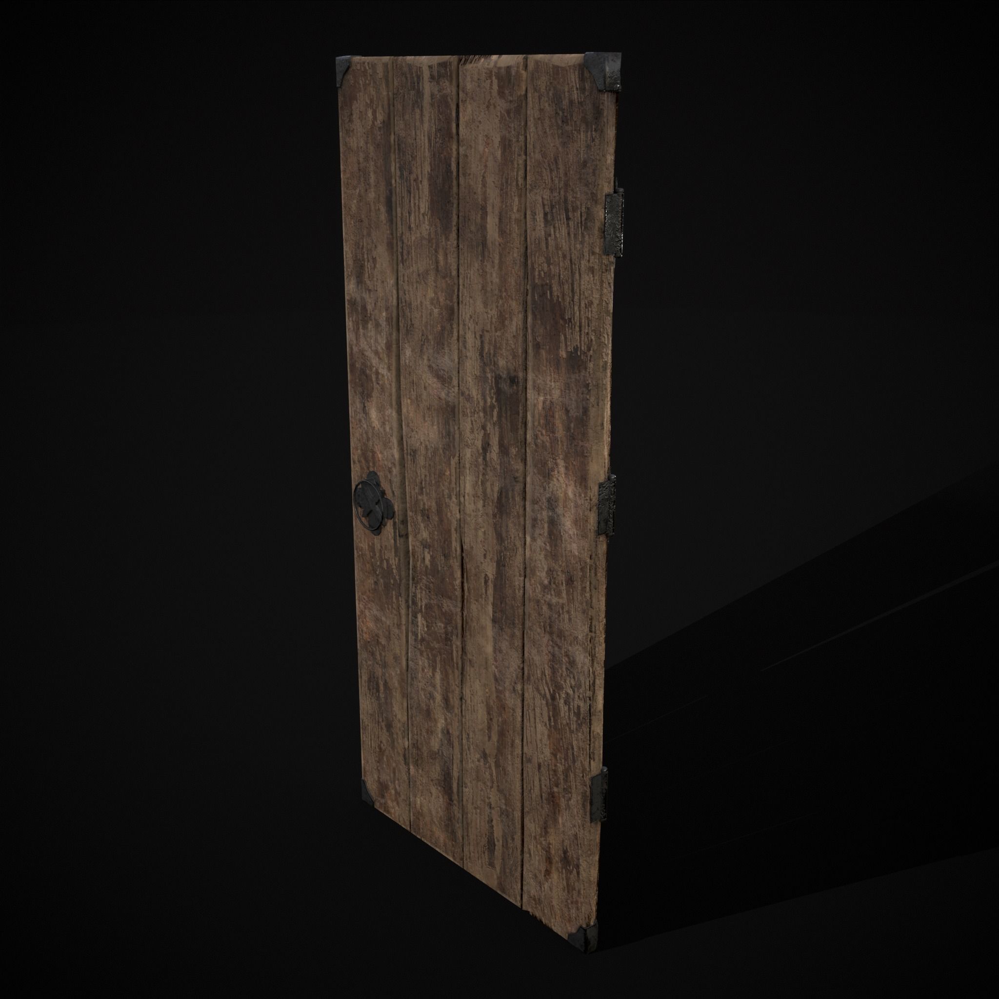 Old Reinforced Wooden Door Low-poly 3D model_33