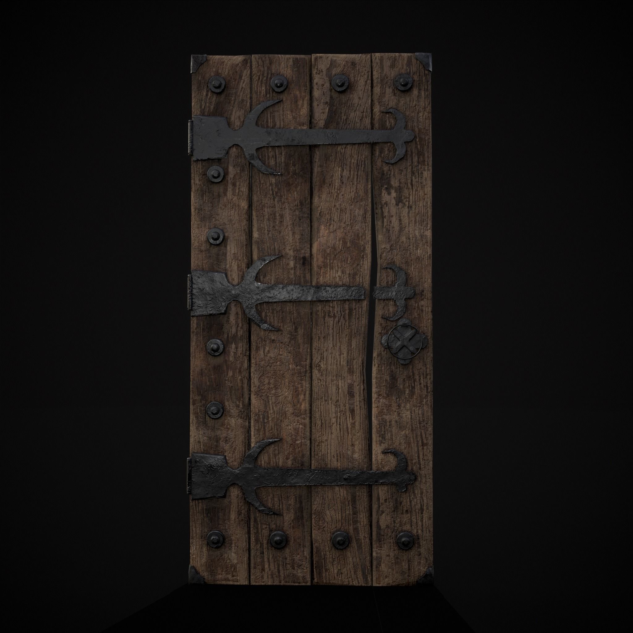 Old Reinforced Wooden Door Low-poly 3D model_27