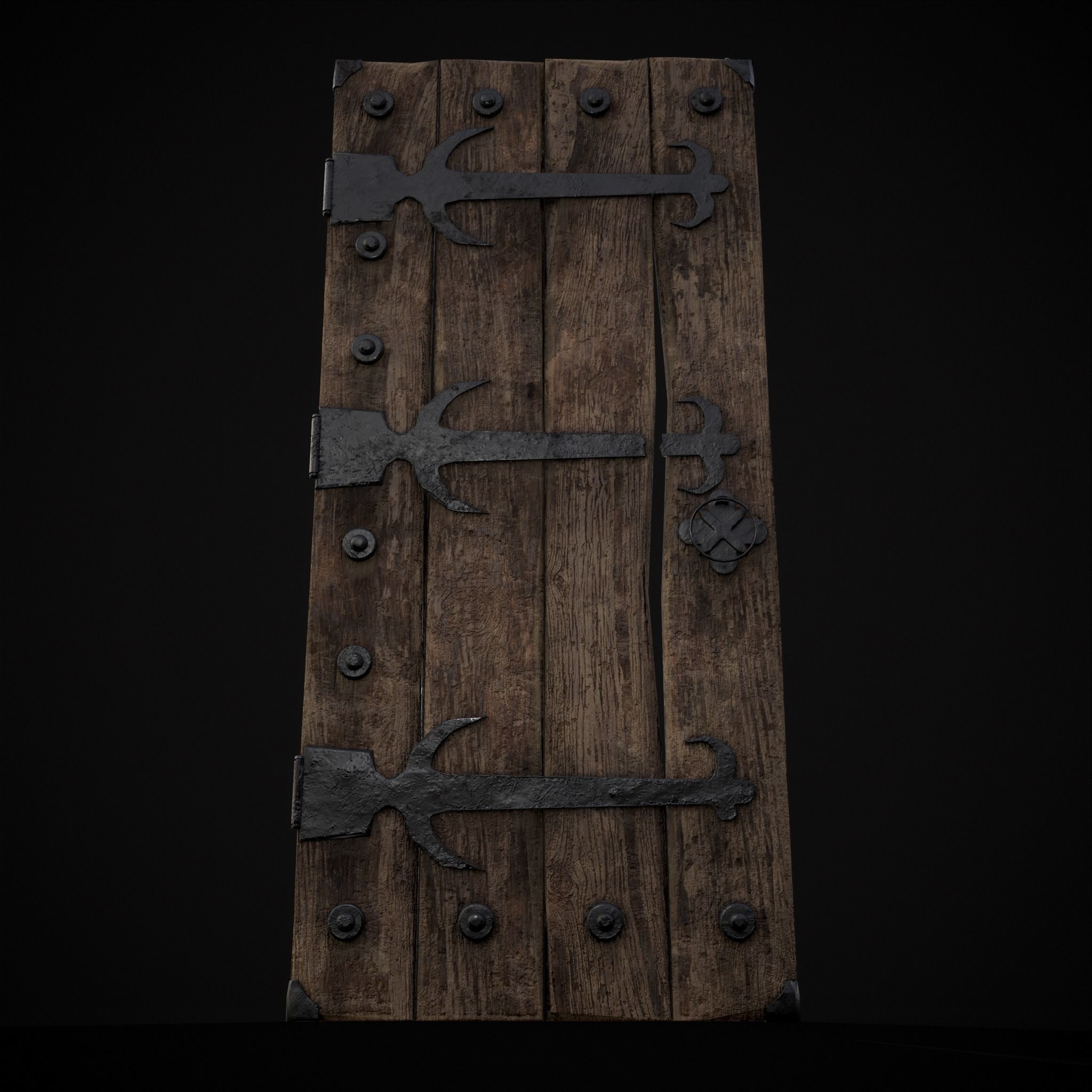 Old Reinforced Wooden Door Low-poly 3D model_21