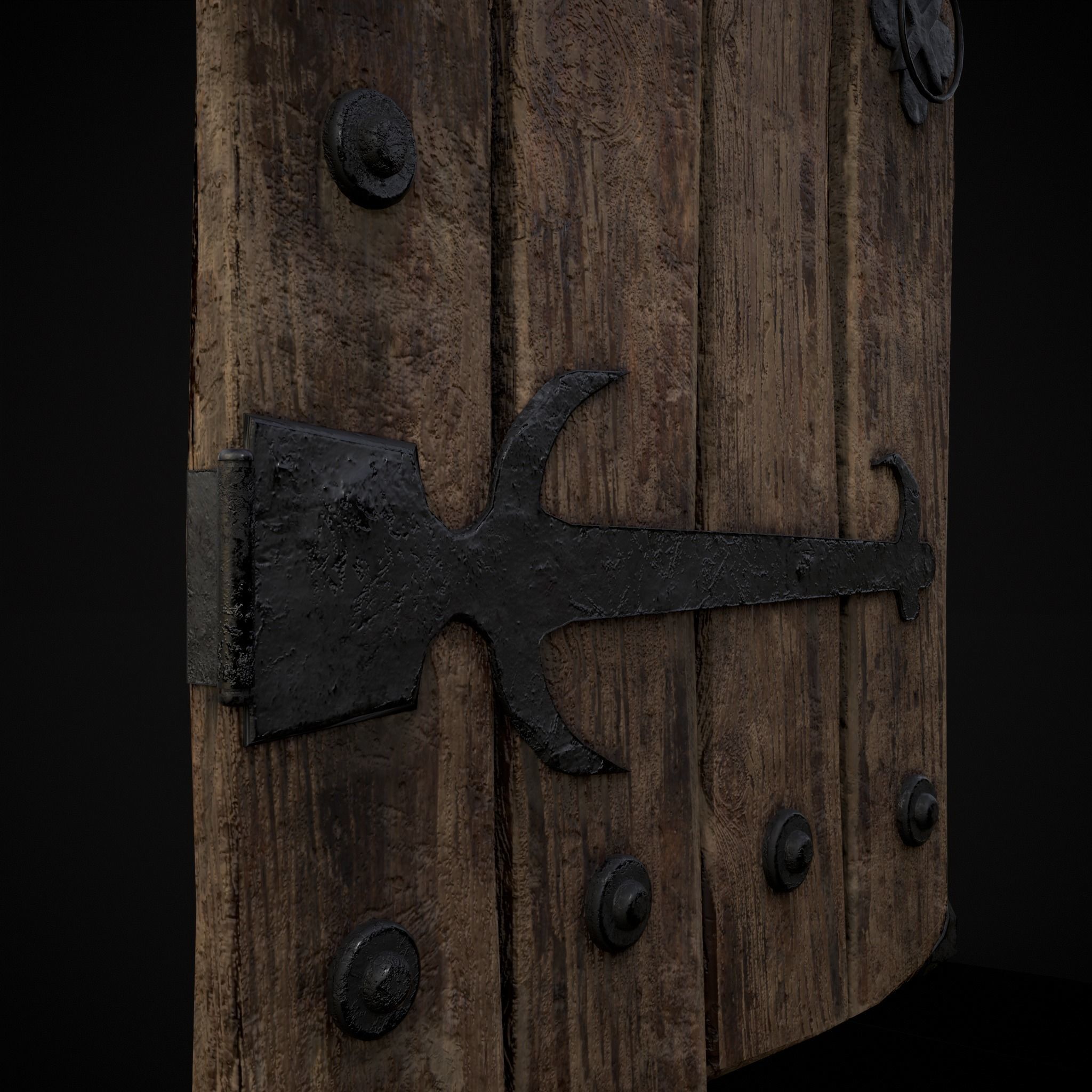 Old Reinforced Wooden Door Low-poly 3D model_13