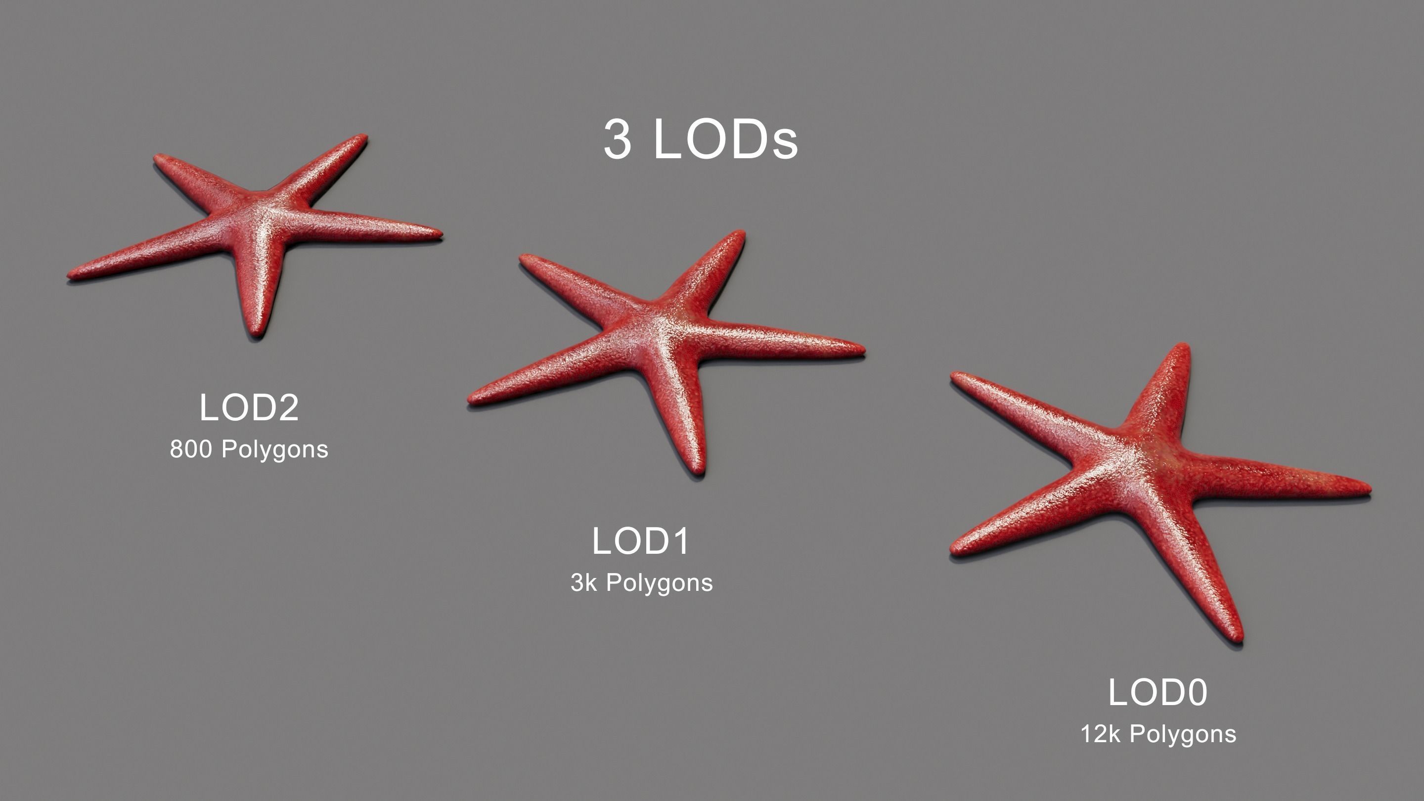 Red Starfish Low-poly 3D model_3