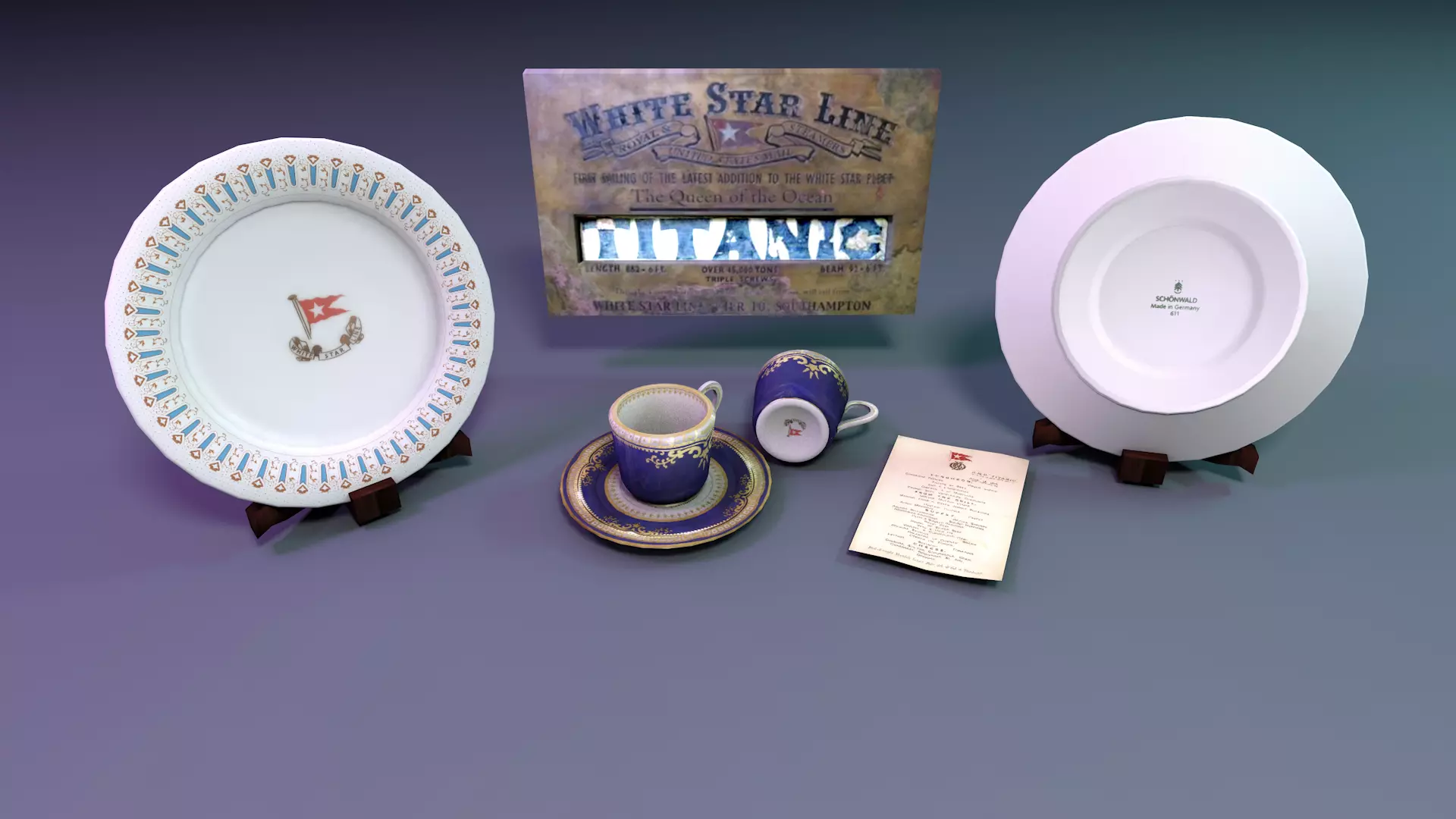 Titanic Dishes 3D model_0