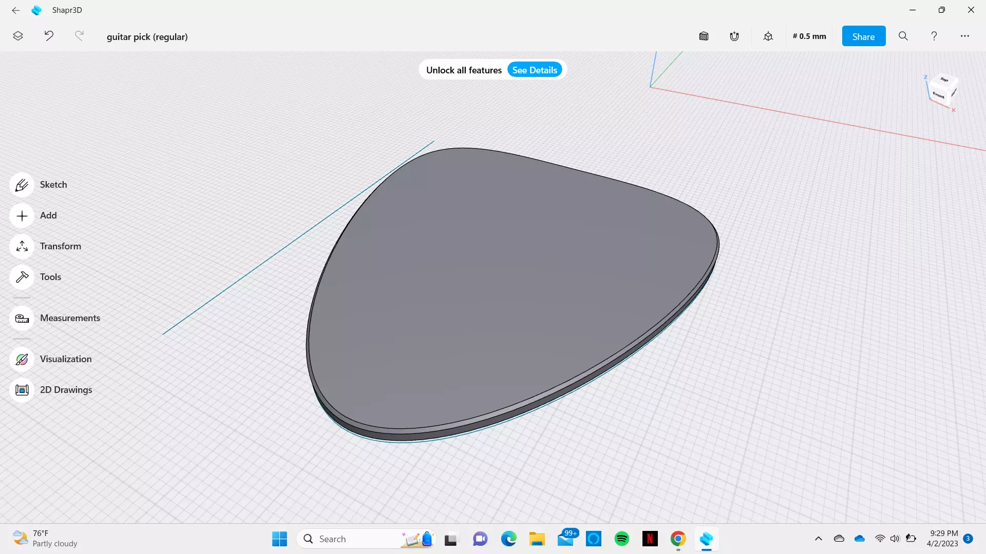 Guitar Pick Free 3D print model
