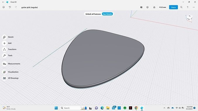 Guitar Pick  Free 3D print model