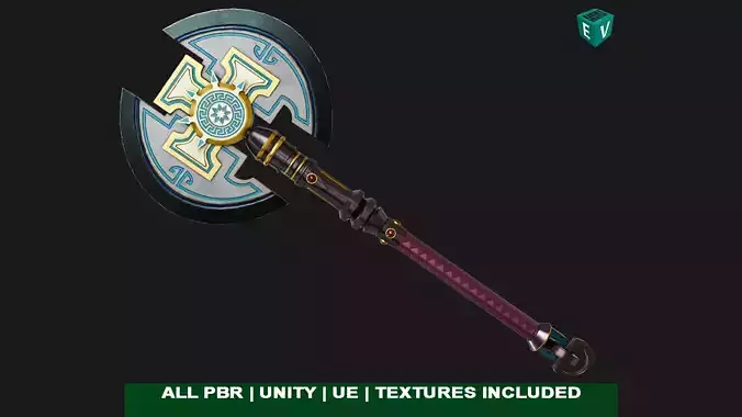  Battle Axe09 All PBR Unity UE Textures Included Low-poly 3D model